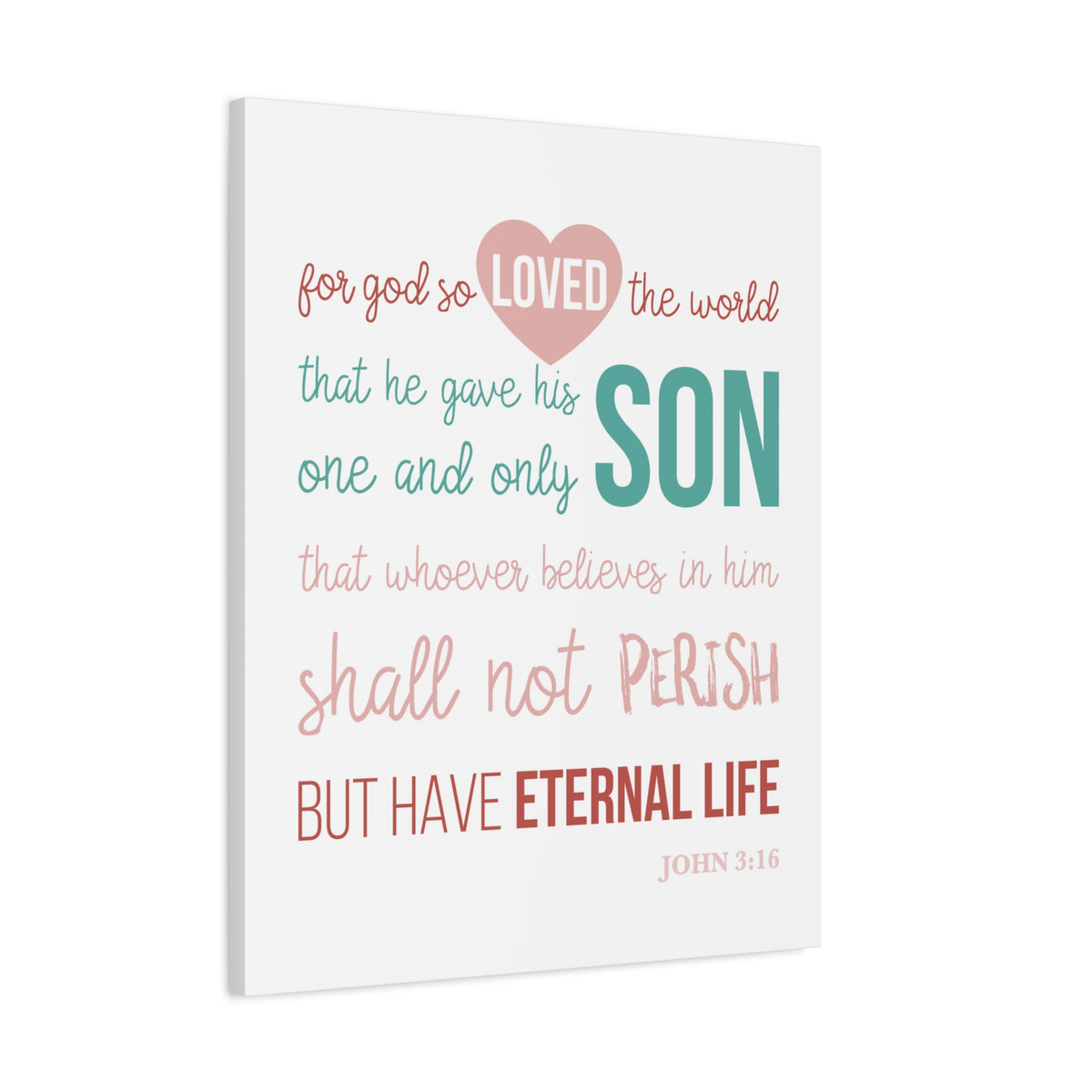 Scripture Canvas For God So Love John 3:16 Christian Wall Art Bible Verse Print Ready To Hang