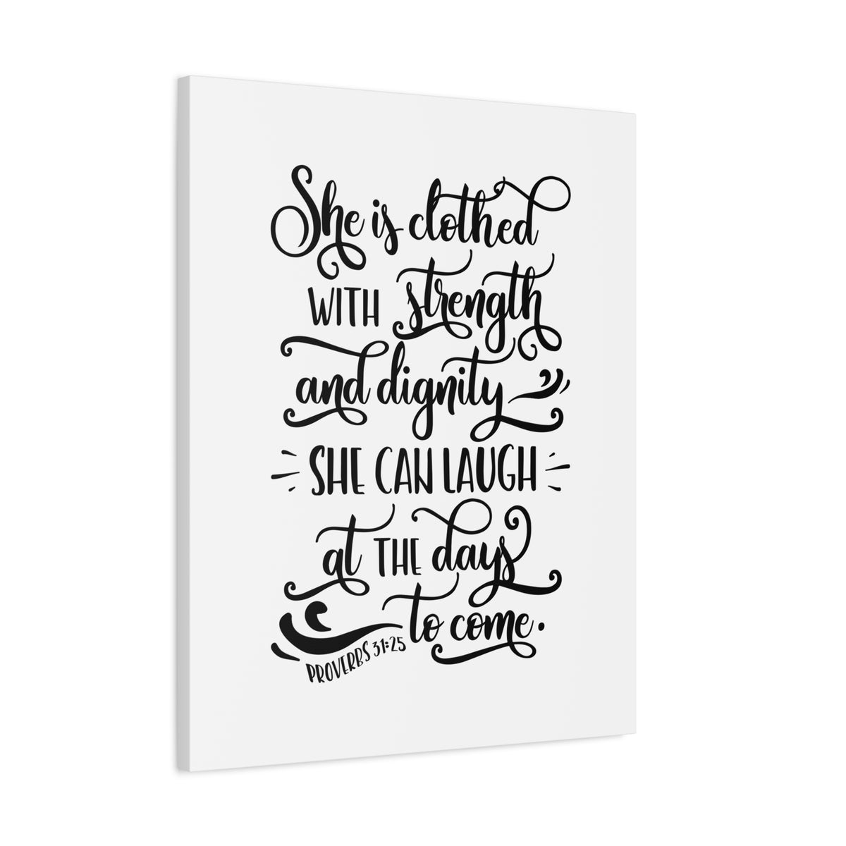 Scripture Canvas With Strength Proverbs 31:25 Christian Wall Art Bible Verse Print Ready to Hang