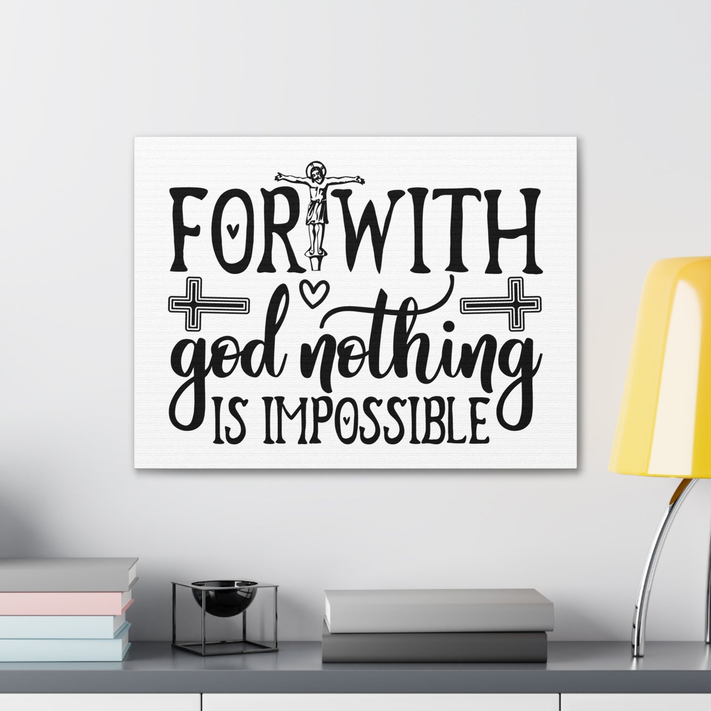 With God Nothing Is Impossible Luke 1:37 Christian Wall Art Print Ready to Hang