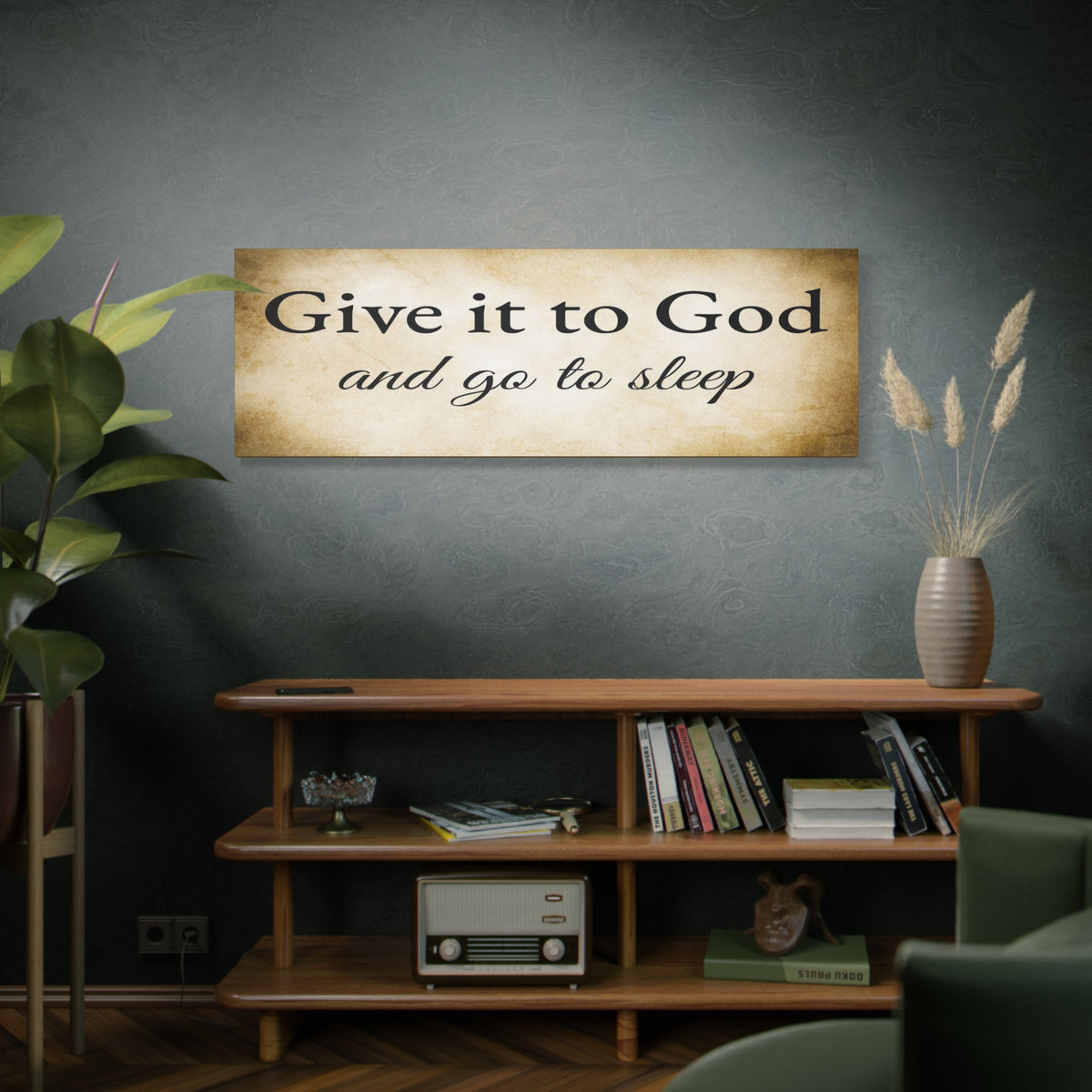 Scripture Walls Give It To God Proverbs 3:24-26 Gold Bible Verse Canvas Christian Wall Art Ready to Hang Unframed