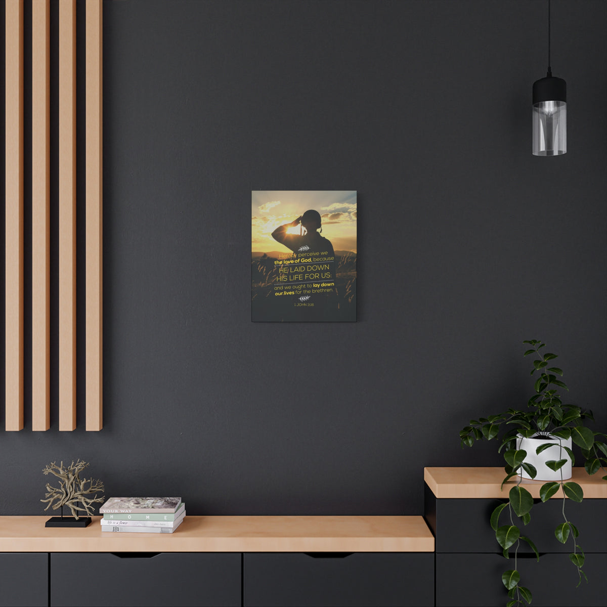 Scripture Canvas Laid Down His 1 John 3:16 Life Christian Wall Art Bible Verse Print Ready to Hang