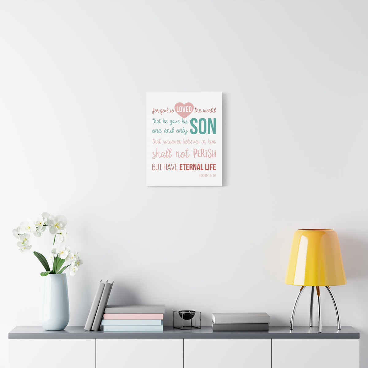 Scripture Canvas For God So Love John 3:16 Christian Wall Art Bible Verse Print Ready To Hang