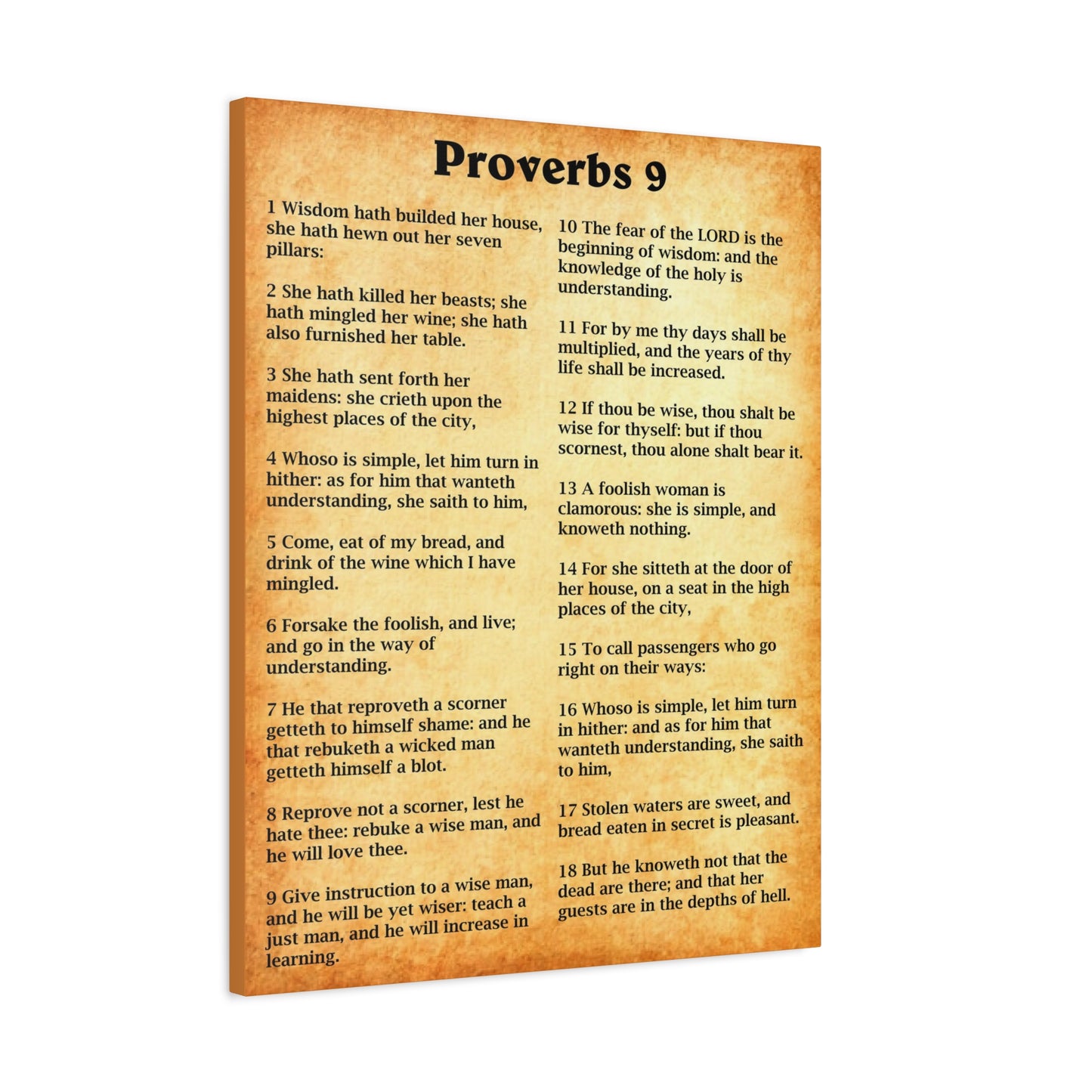 Scripture Walls Proverbs Chapter 9 Gold Bible Canvas Christian Wall Art Ready to Hang Unframed