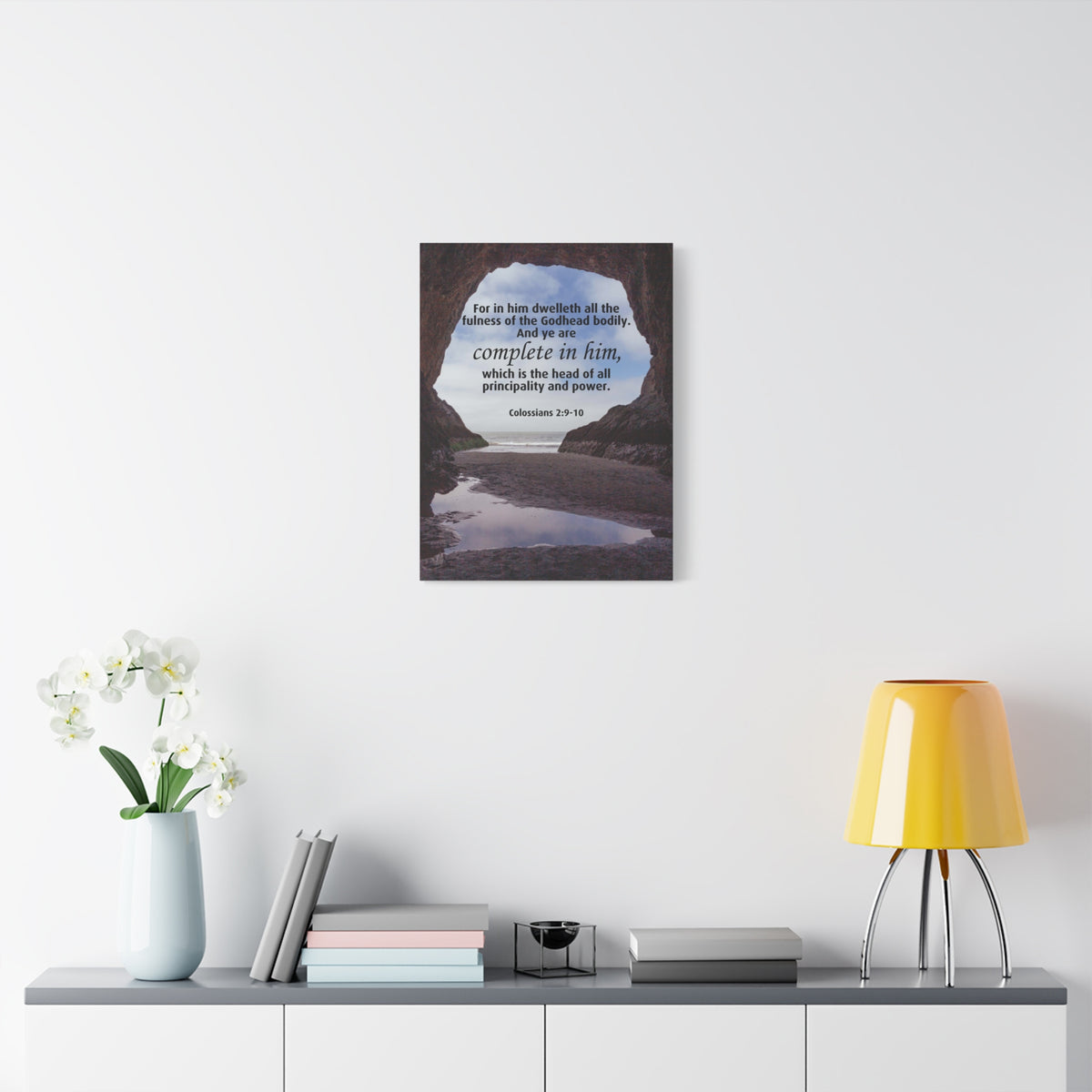 Scripture Canvas Principality and Power Colossians 2:9-10 Christian Wall Art Bible Verse Print Ready to Hang