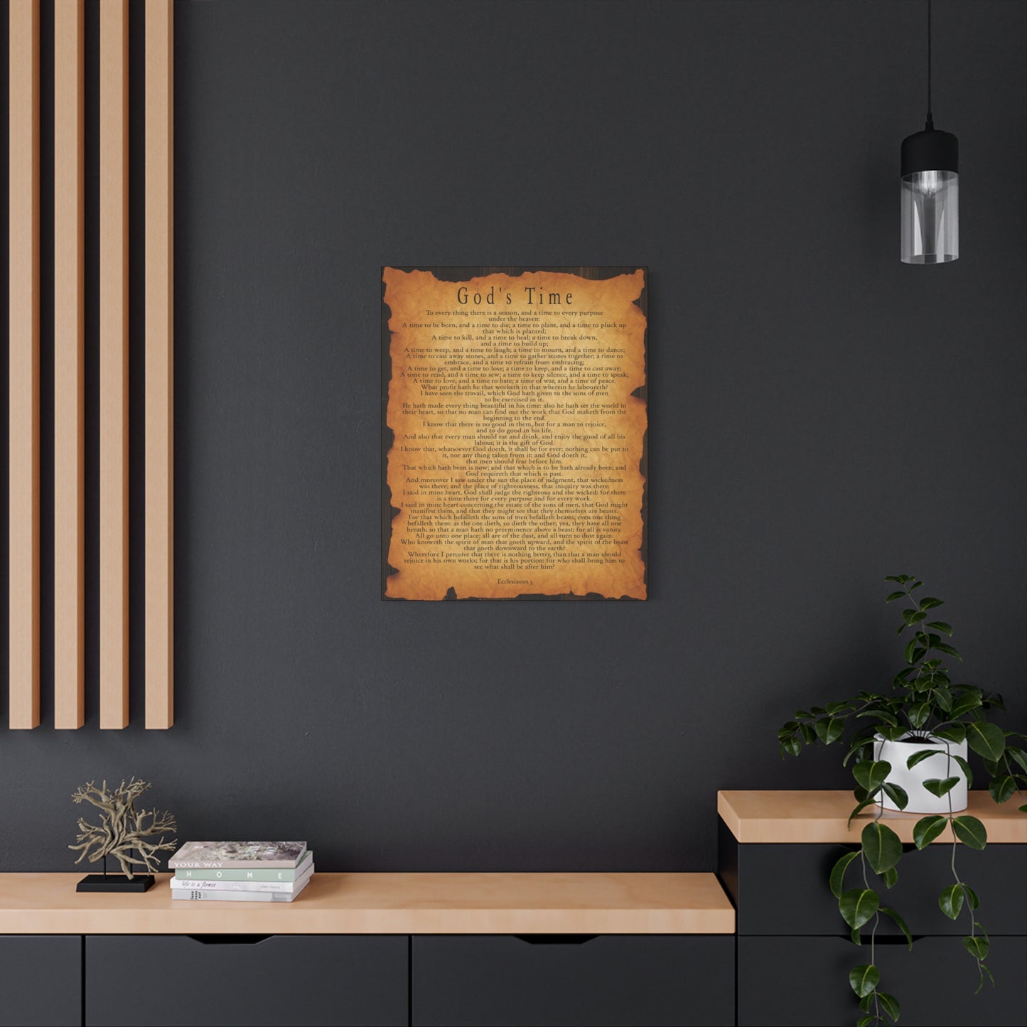 Scripture Wallsc God's Time Ecclesiastes 3 Gold Brown Bible Verse Canvas Christian Wall Art Ready to Hang