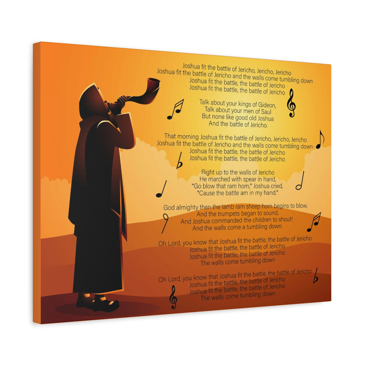 Scripture Canvas Joshua Fit the Battle of Jericho Joshua 6:15-21 Christian Wall Art Bible Verse Print Ready to Hang