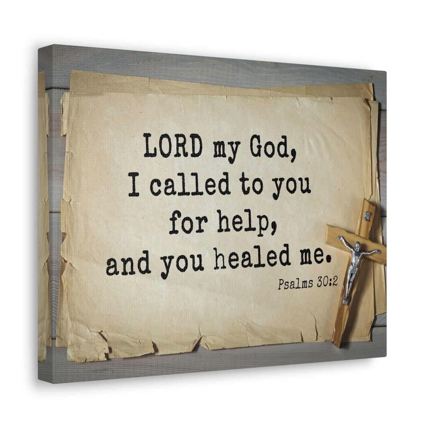 You Healed Me Psalms 30:2 Bible Verse Canvas Christian Wall Art Ready to Hang