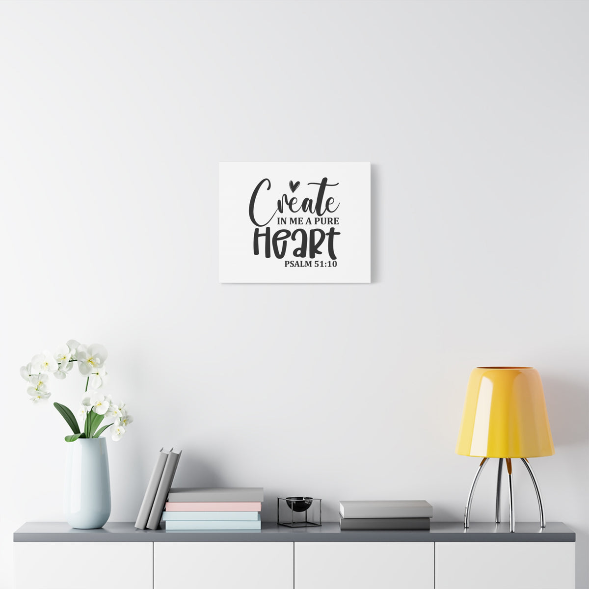 Scripture Canvas Pure Heart Psalm 51:10 Christian Wall Art Bible Verse Print Ready to Hang