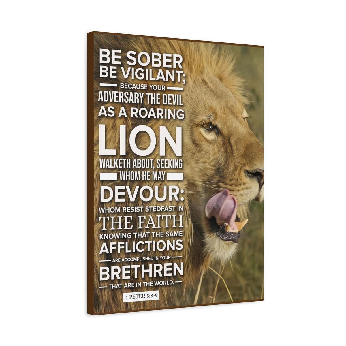 Scripture Canvas Be Vigilant 1 Peter 5:89 Christian Wall Art Bible Verse Print Ready to Hang