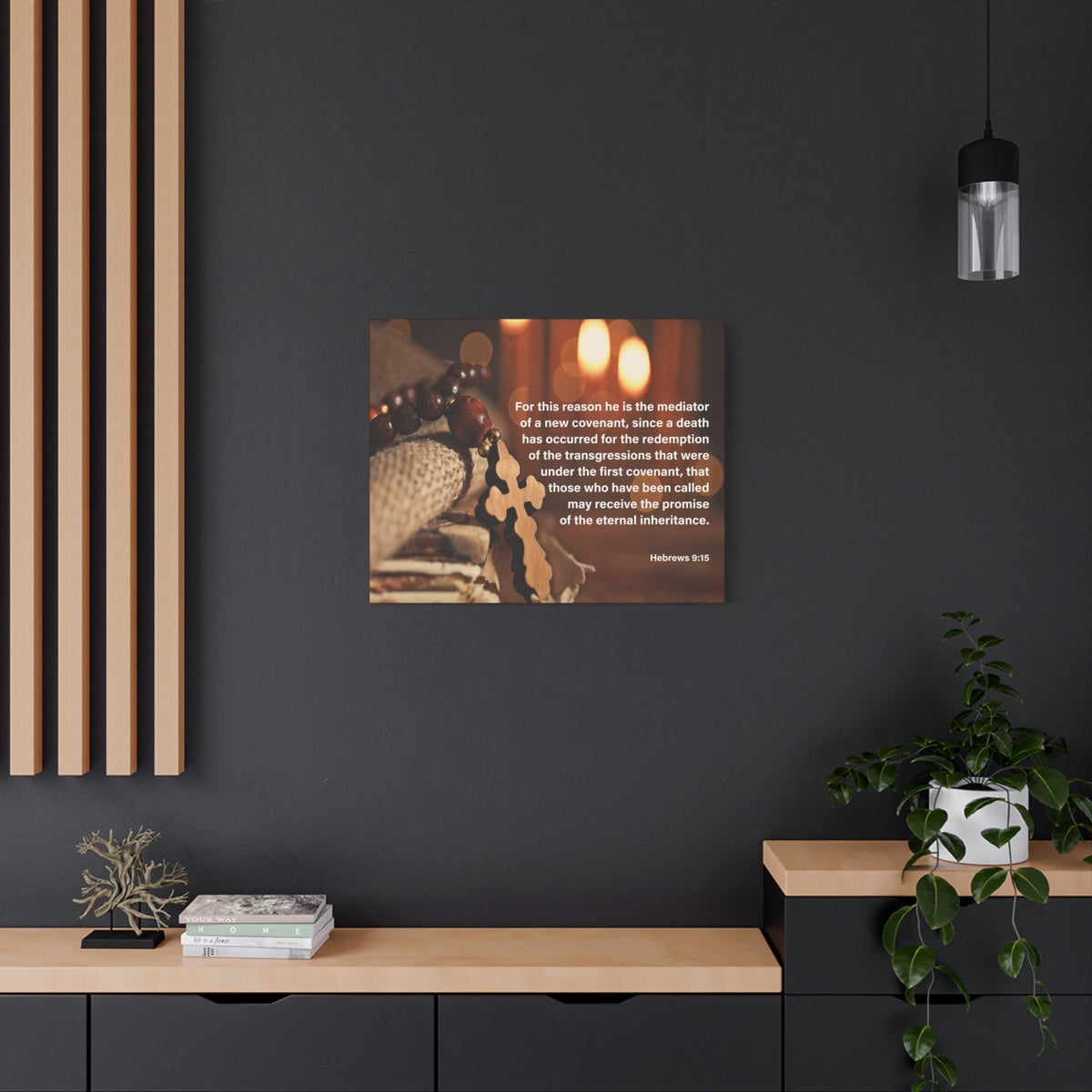 Scripture Canvas Internal Inheritance Hebrews 9:15 Christian Wall Art Bible Verse Print Ready to Hang