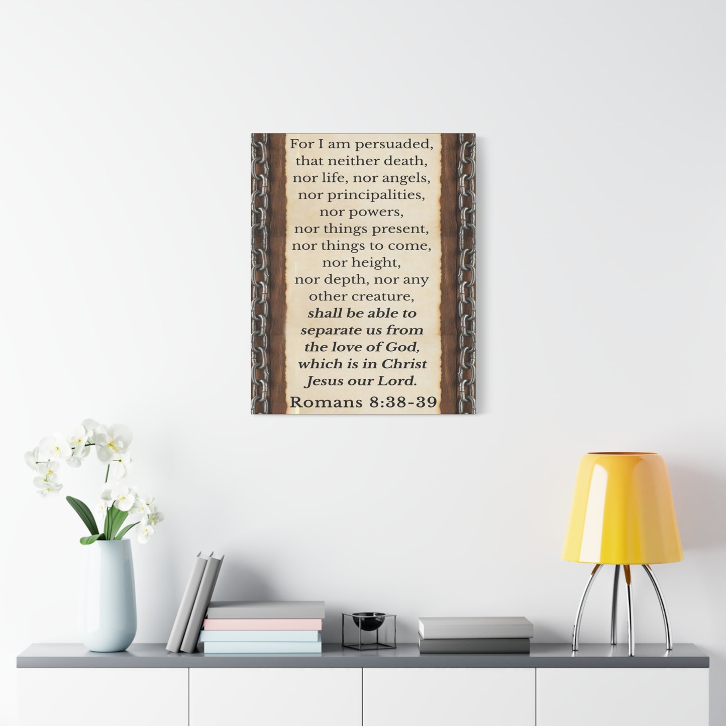 Scripture Walls Romans 8:38-39 Chain Bible Verse Canvas Christian Wall Art Ready to Hang Unframed