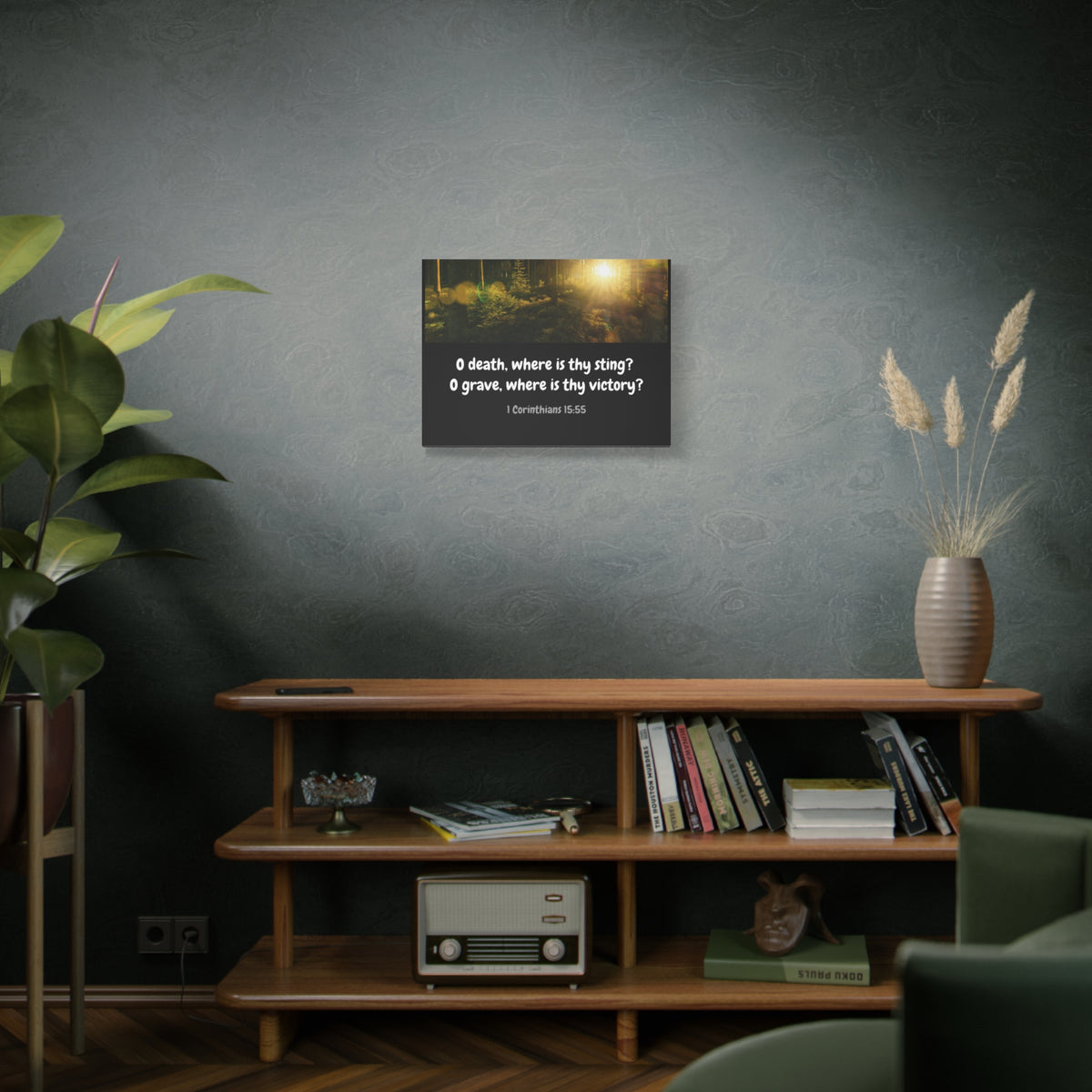 Scripture Canvas Victory Over Death 1 Corinthians 15:55 Christian Wall Art Bible Verse Print Ready to Hang