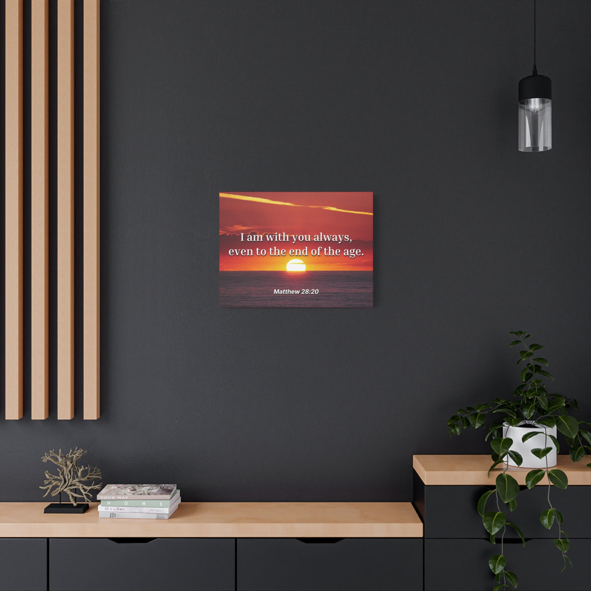 Scripture Canvas Unto The End Matthew 28:20 Christian Wall Art Bible Verse Print Ready to Hang