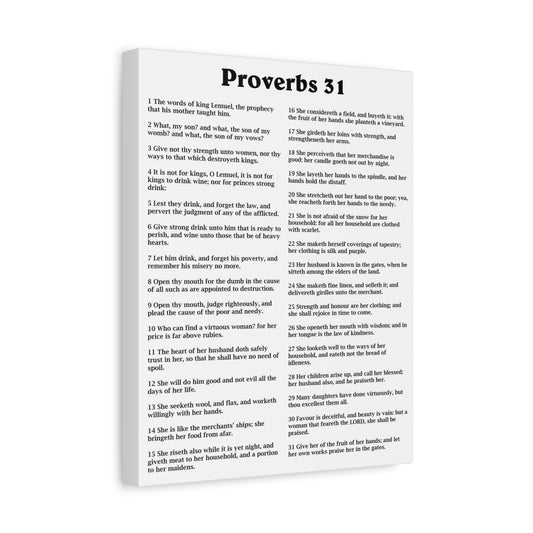 Proverbs 31 Matte Canvas Print — Stretched 1.25" Inspirational Scripture Wall Art