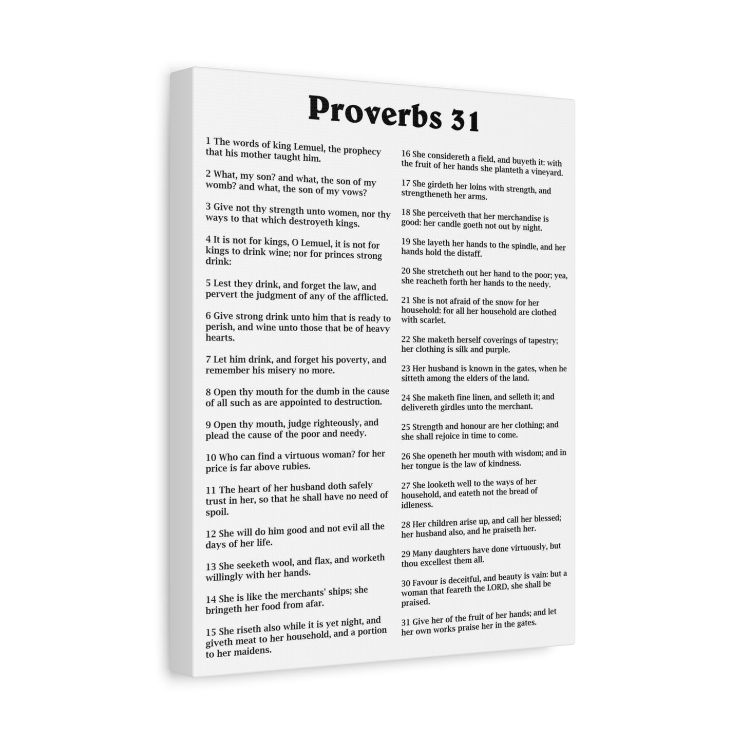 Proverbs 31 Matte Canvas Print — Stretched 1.25" Inspirational Scripture Wall Art
