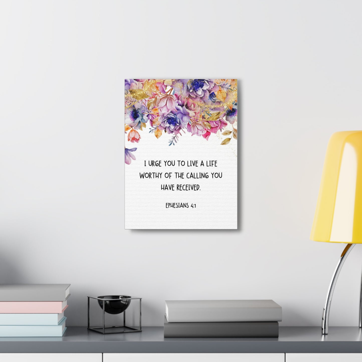 Worthy Of The Calling Ephesians 4:1 Floral Bible Verse Canvas Christian Wall Art Ready to Hang