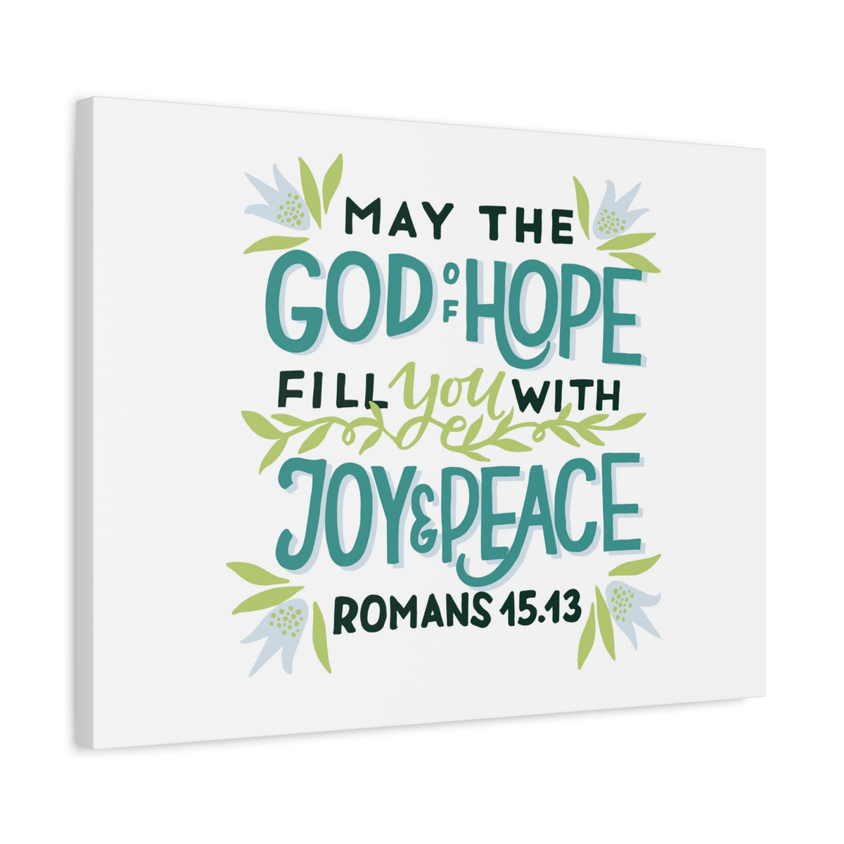 Scripture Canvas God Of Hope Romans 45:43 Christian Wall Art Bible Verse Print Ready to Hang