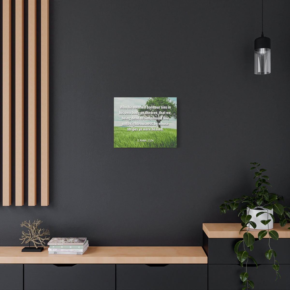 Scripture Canvas Live Unto Righteousness 1 Peter 2:24 Christian Wall Art Bible Verse Print Ready to Hang