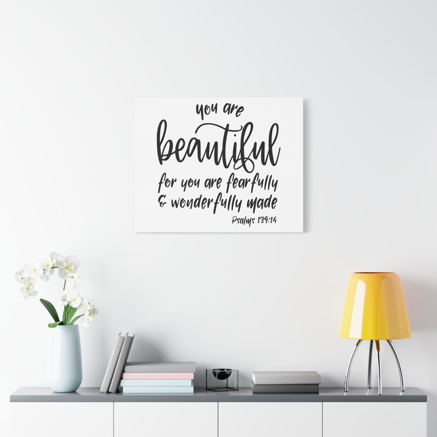 Scripture Canvas You Are Beautiful Psalm 139:14 Christian Wall Art Bible Verse Print Ready to Hang