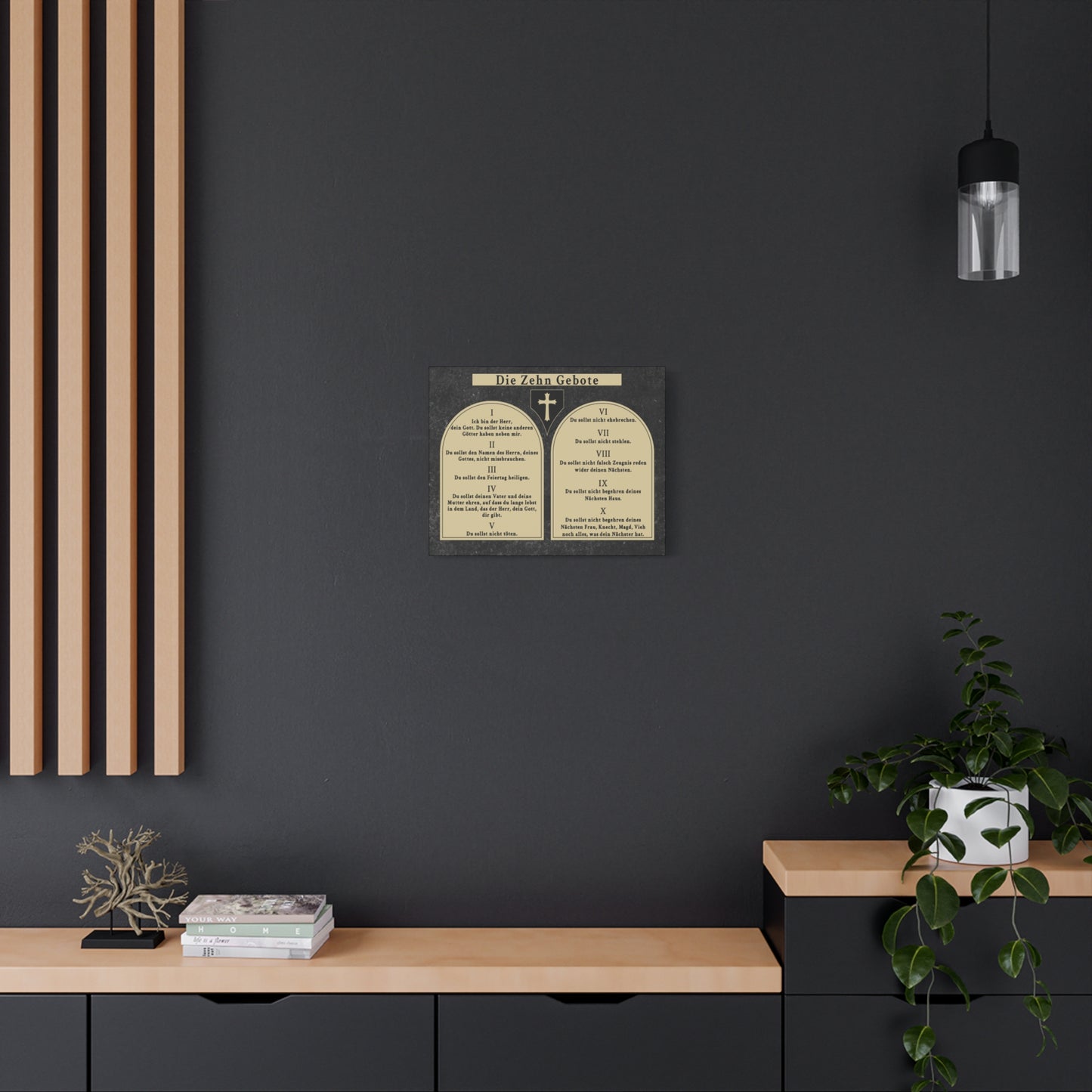 Scripture Walls Die Zehn Gebote Ten Commandments Tablets German Bible Verse Canvas Christian Wall Art Ready to Hang Unframed