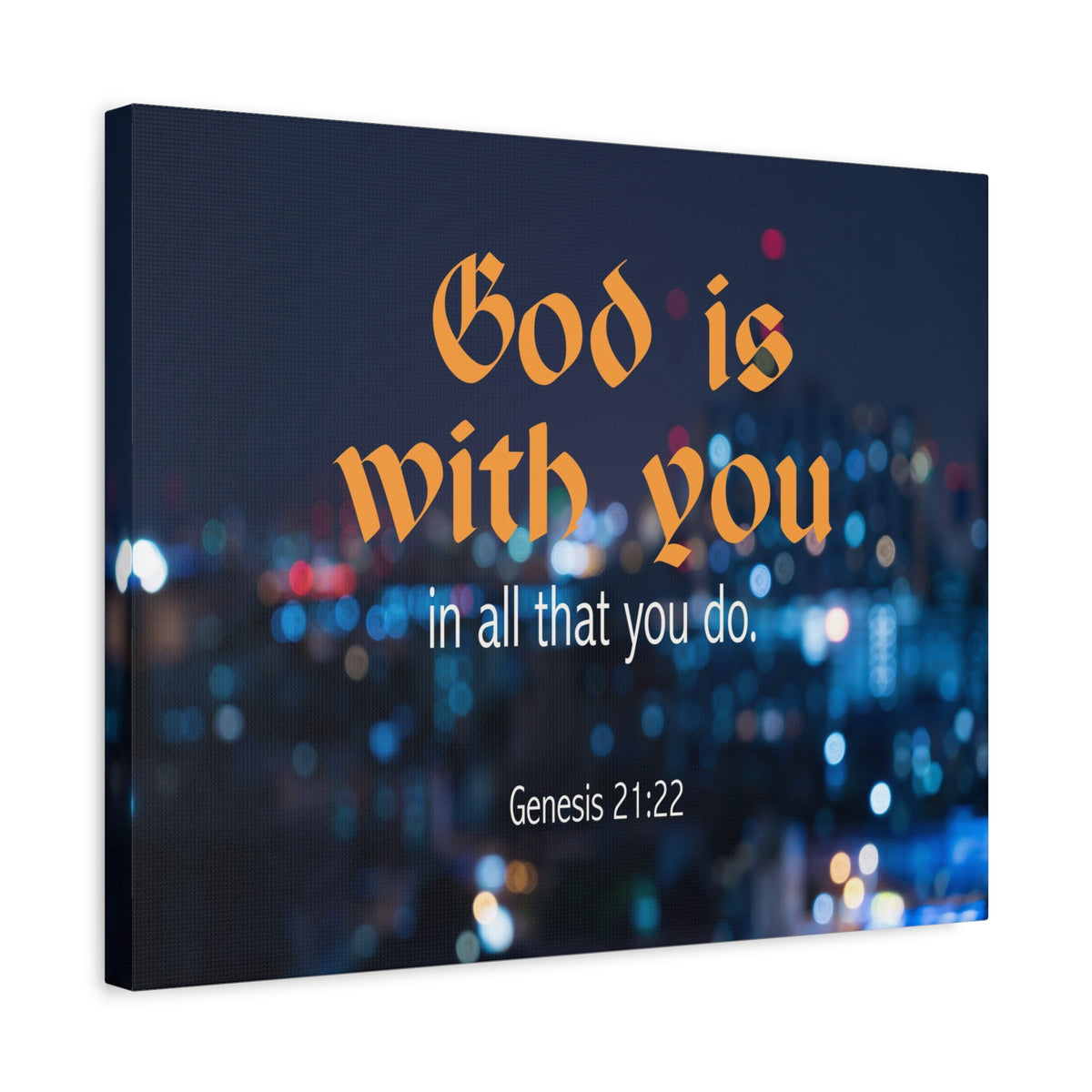 Scripture Canvas God is With You Genesis 21:22 Christian Wall Art Bible Verse Print Ready to Hang