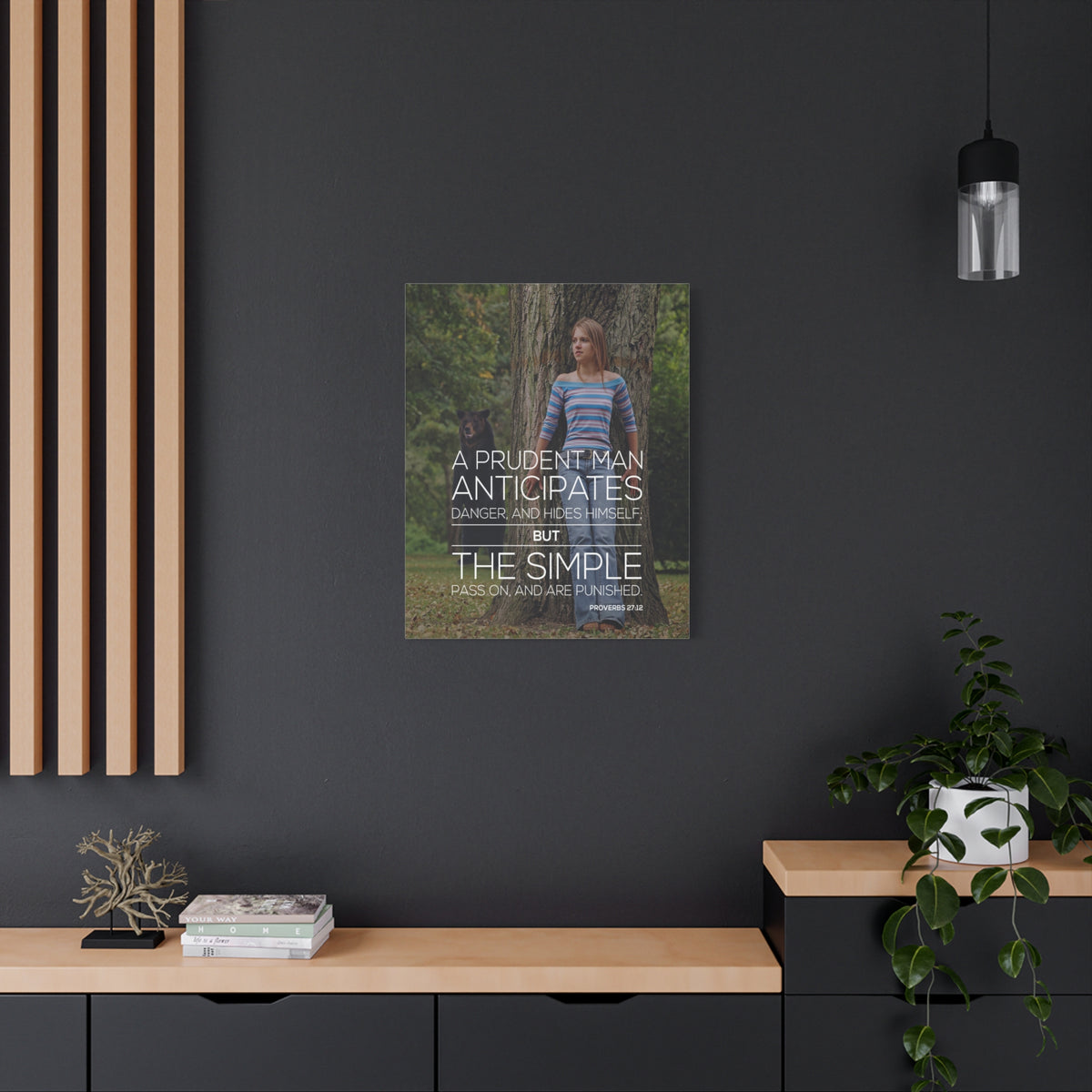 Scripture Canvas A Prudent Man Bear Proverbs 27:12 Christian Wall Art Bible Verse Print Ready to Hang