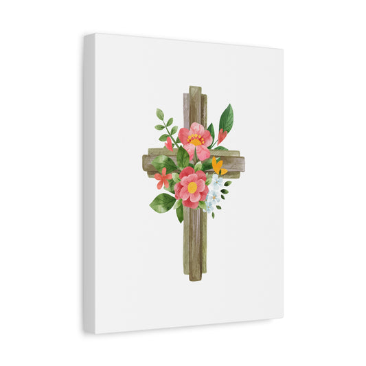 Scripture Canvas Flower Cross Psalm 103:15 Christian Wall Art Bible Verse Print Ready to Hang