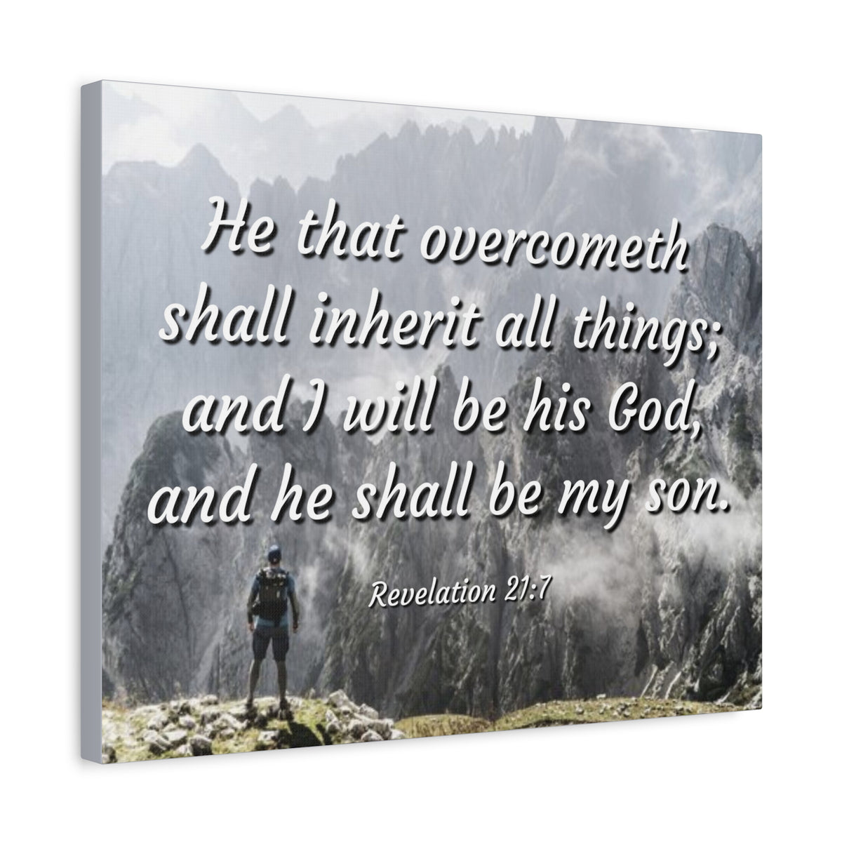 Scripture Canvas Inherit All Things Revelation 21:7 Christian Wall Art Bible Verse Print Ready to Hang