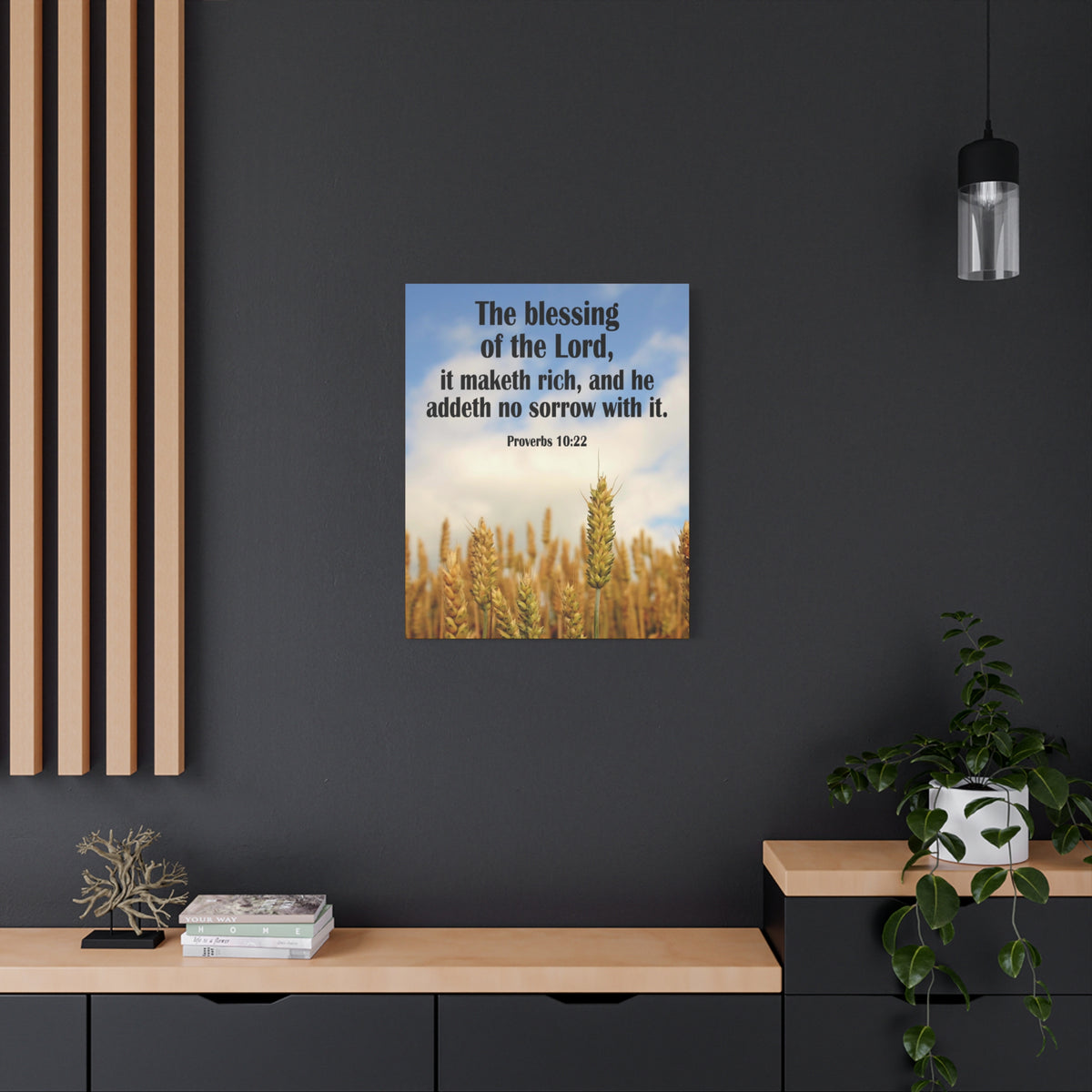 Scripture Canvas The Blessing of The Lord Proverbs 10:22 Christian Wall Art Bible Verse Print Ready to Hang
