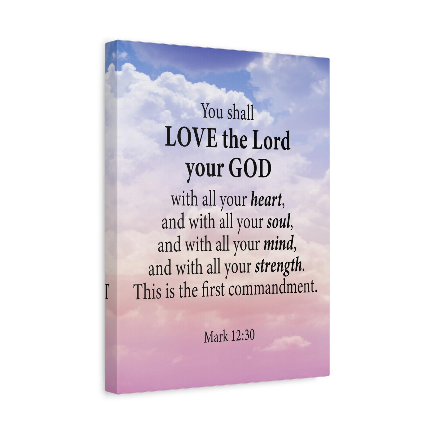 Bible Verse Canvas Love the Lord With All Your Heart Mark 12:30 Wall Art Christian Home Decor