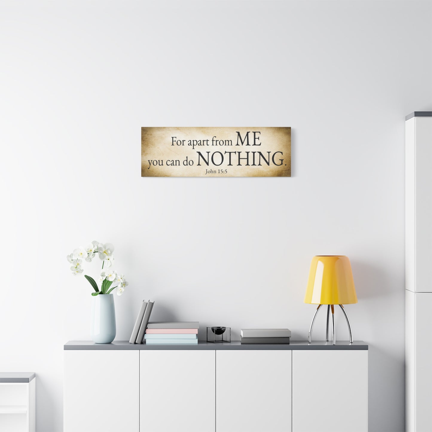 Scripture Walls John 15:5 For apart from me you can do nothing Gold Bible Verse Canvas Christian Wall Art Ready to Hang Unframed