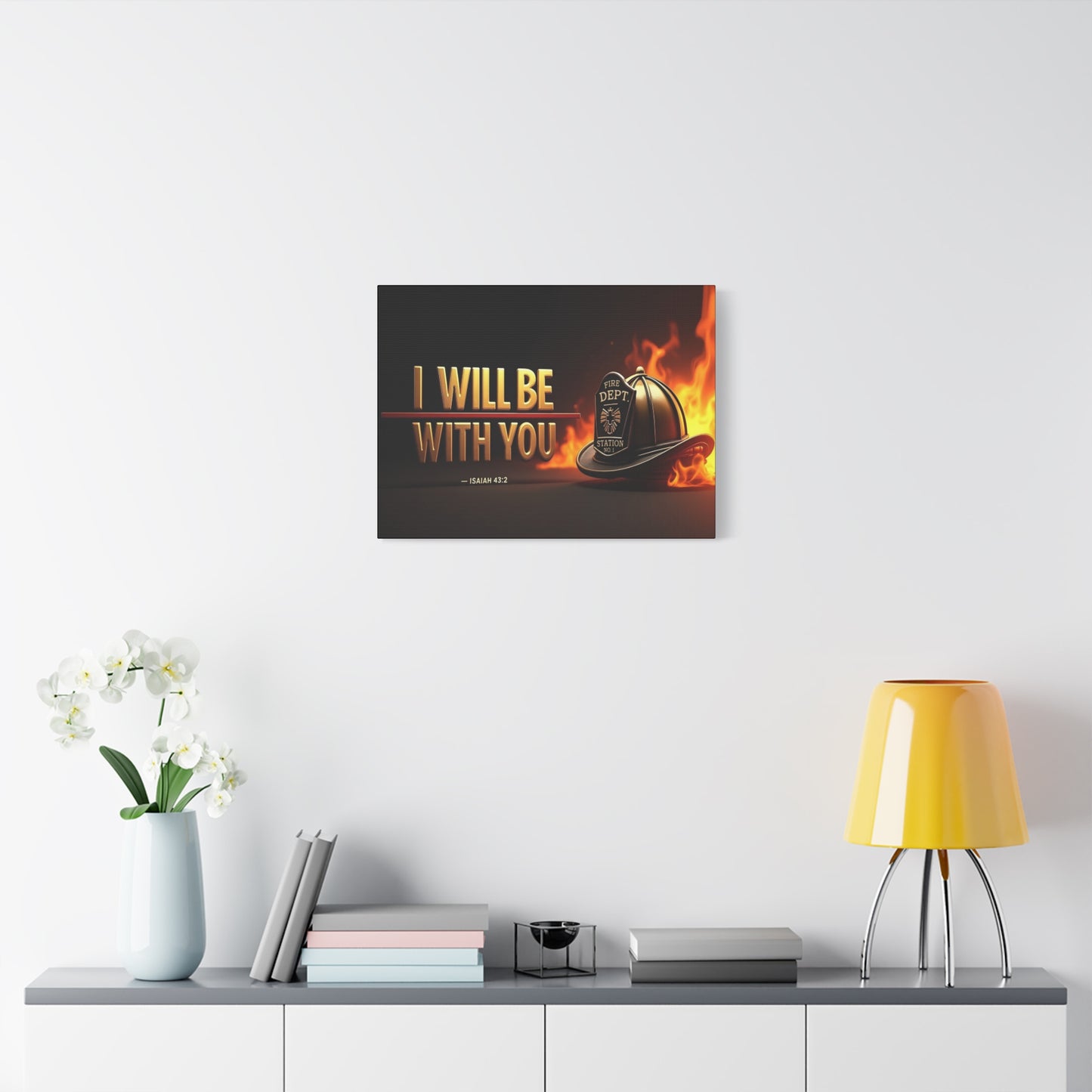 Scripture Walls Isaiah 43:2 Firefighter I Will Be With You Bible Verse Canvas Christian Wall Art Ready to Hang Unframed