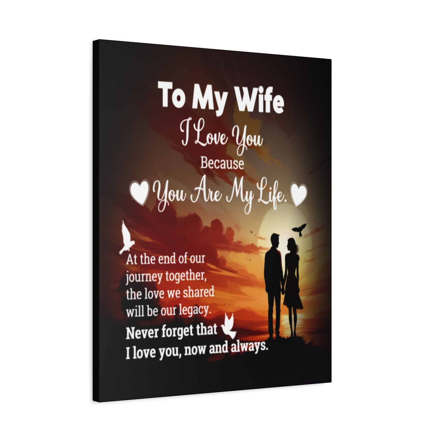 To My Wife Sunset Romance Canvas Wall Art - Heartfelt Gift of Love & Legacy