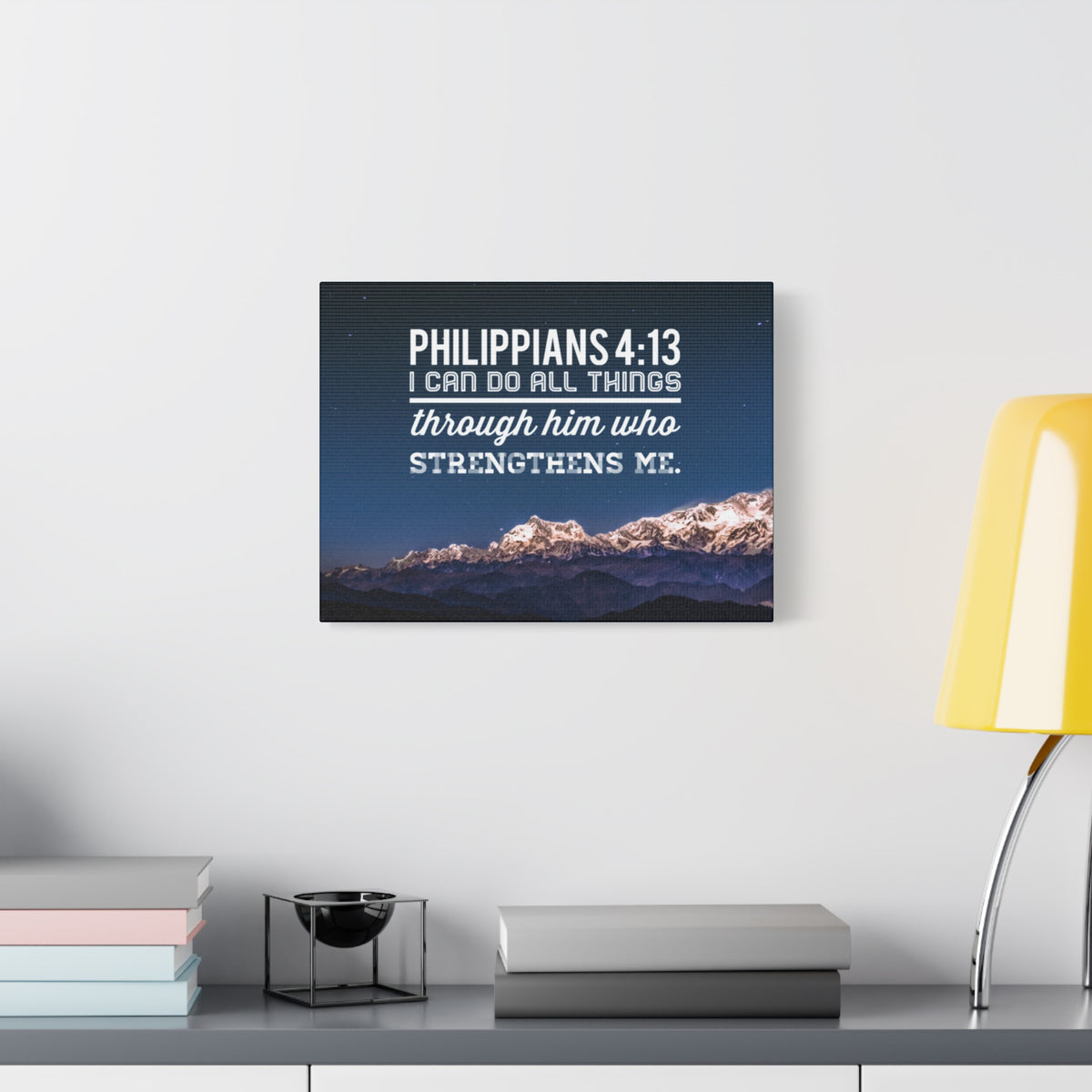 Scripture Canvas Strengthens Philippians 4:13 Blue Sky Christian Wall Art Bible Verse Print Ready to Hang
