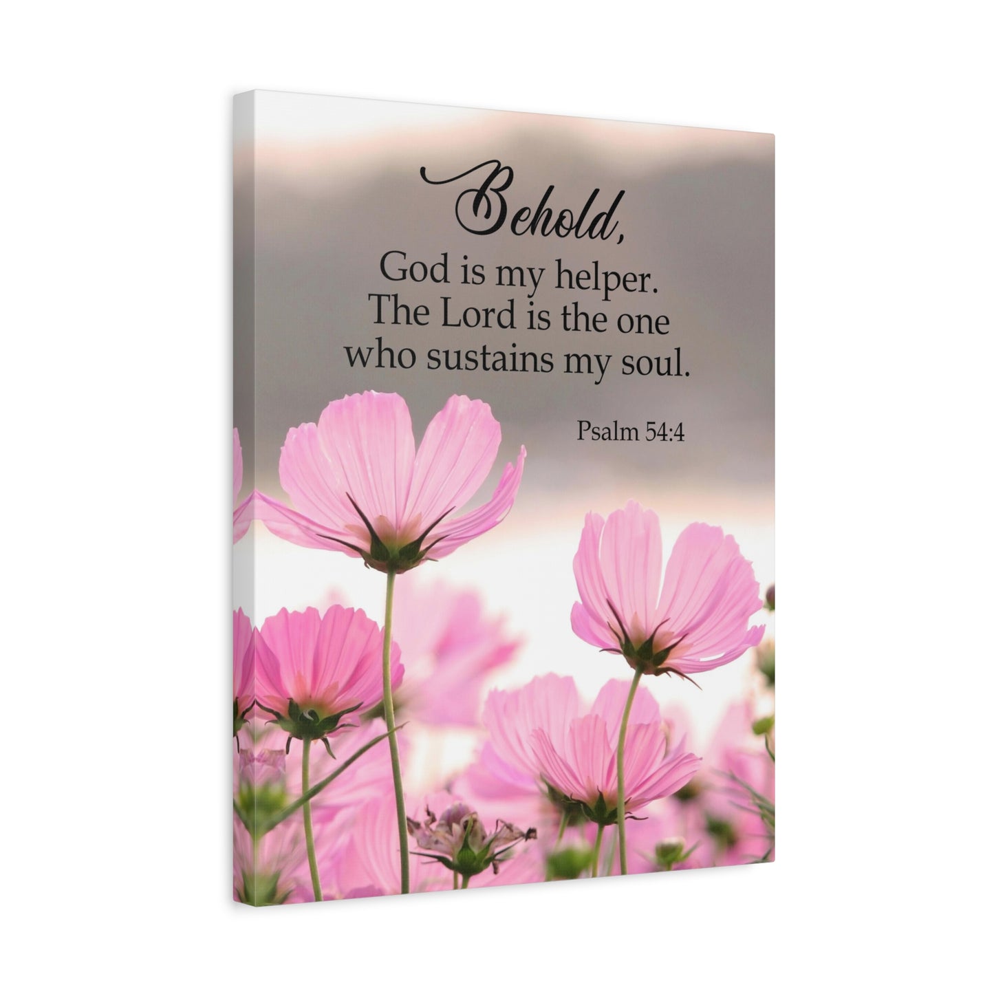 Scripture Canvas Behold, God is My Helper Psalm 54:4 Christian Wall Art Bible Verse Print Ready to Hang