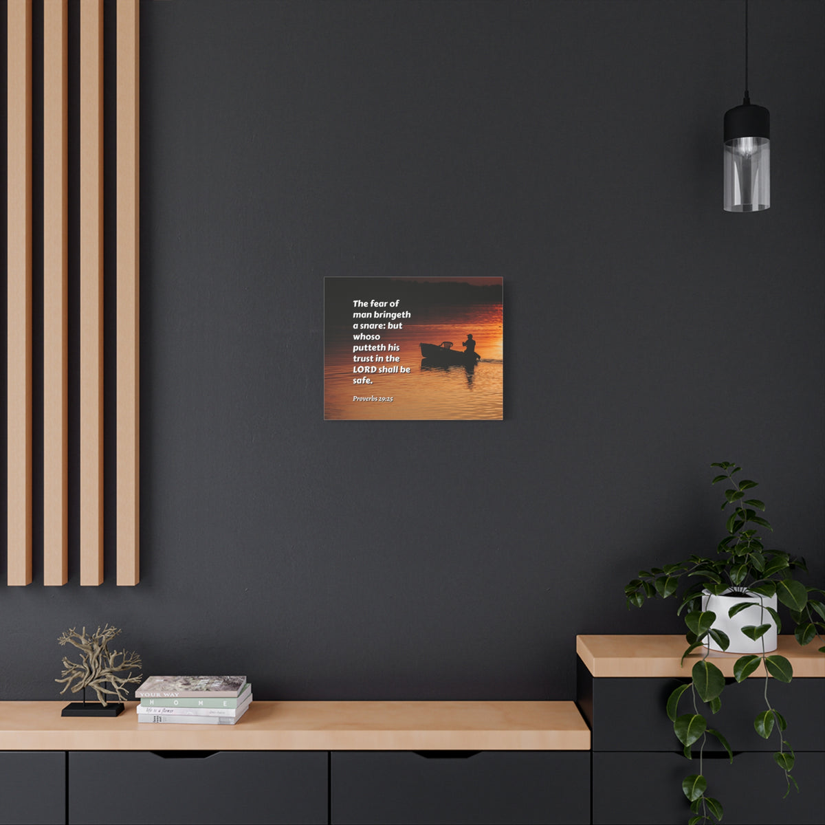 Scripture Canvas Fear Of Man Proverbs 29:25 Christian Wall Art Bible Verse Print Ready to Hang