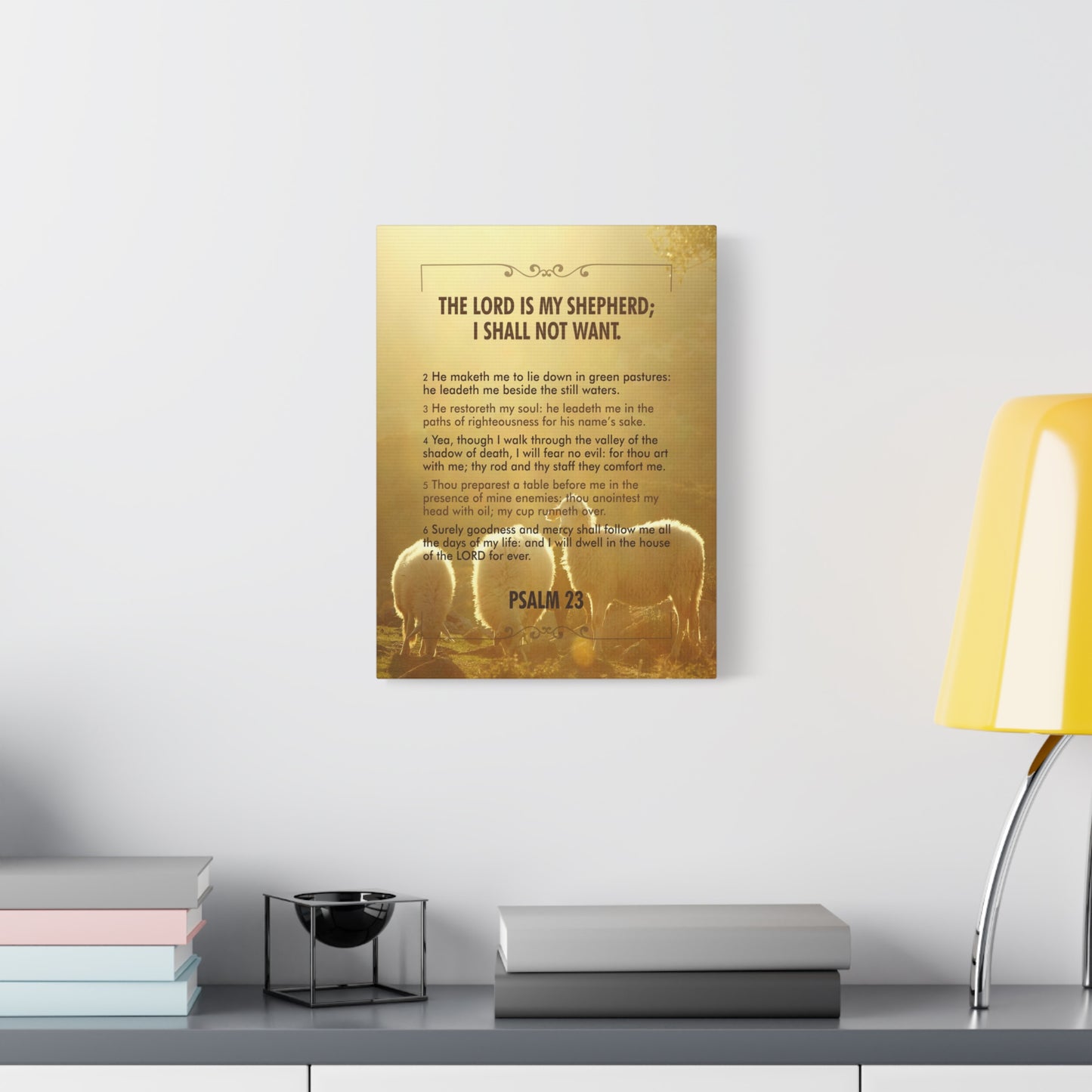 Bible Verse Canvas Lord is my Shepherd Psalm 23 Canvas Christian Home Décor Ready to Hang Scripture Wall Art
