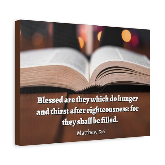 Scripture Canvas Be Filled Matthew 5:6 Christian Wall Art Bible Verse Print Ready to Hang