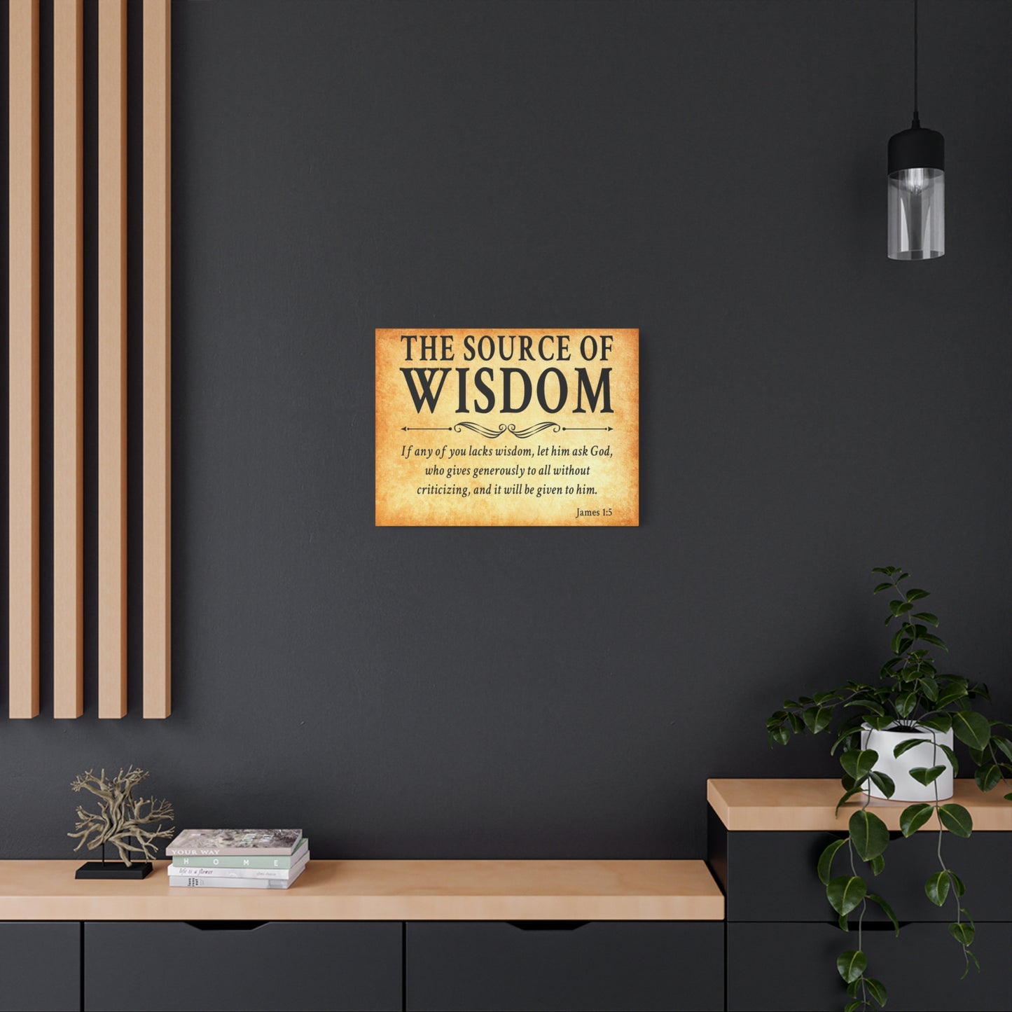 Scripture Walls James 1:5 The Source of Wisdom Gold Bible Verse Canvas Christian Wall Art Ready to Hang Unframed