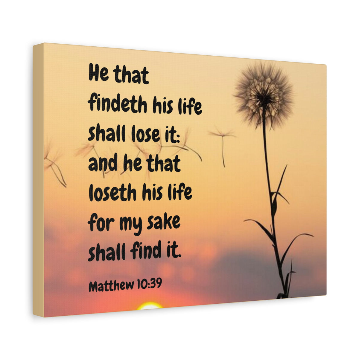Scripture Canvas Life Matthew 10:39 Christian Wall Art Bible Verse Print Ready to Hang