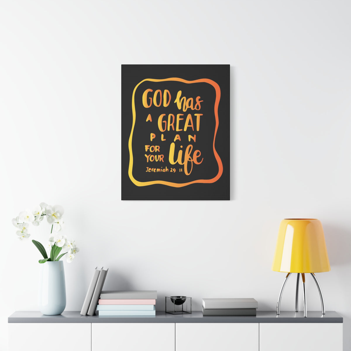 Scripture Canvas A Great Plan Jeremiah 29:11 Black Christian Wall Art Bible Verse Print Ready to Hang