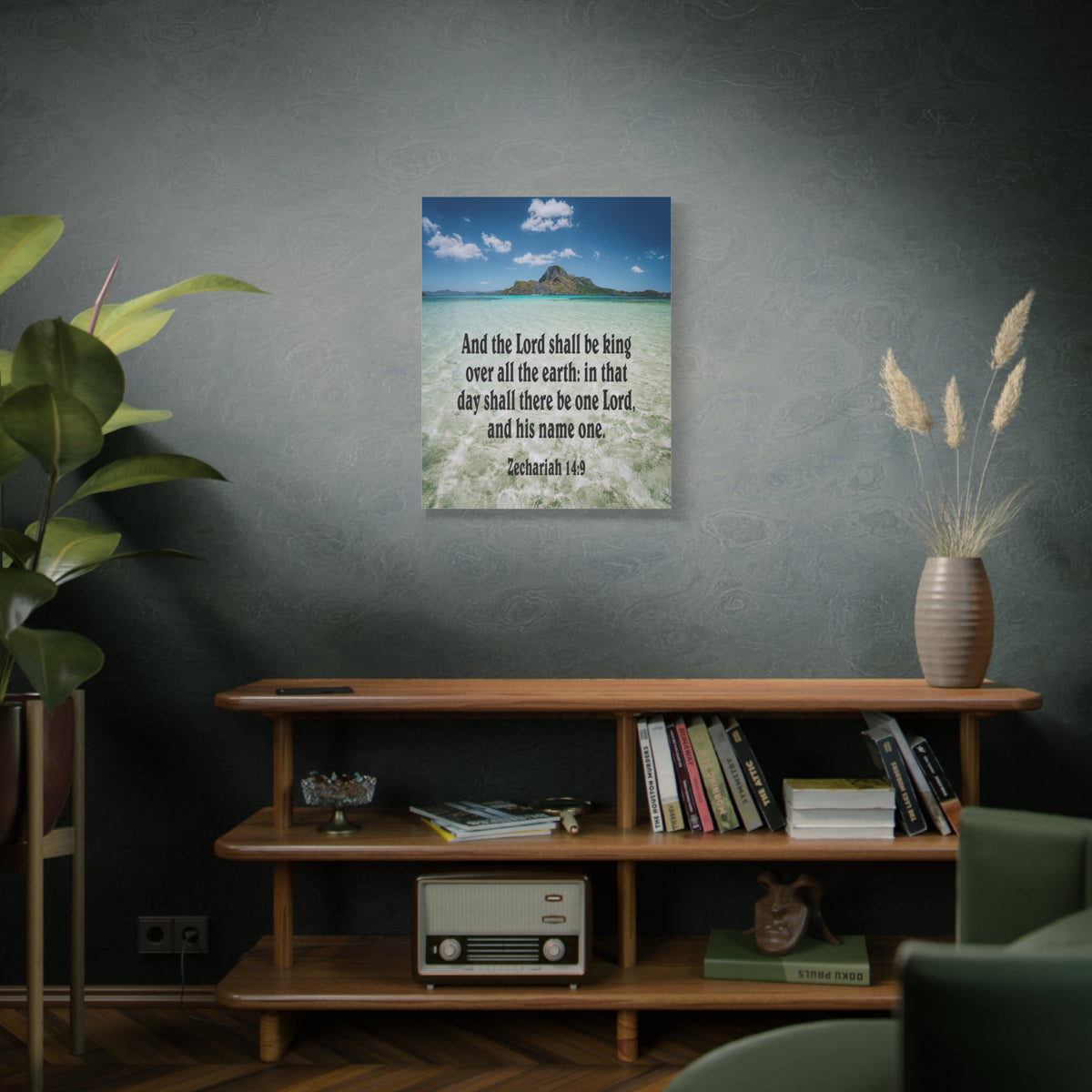 Scripture Canvas The Lord Shall Be King Zechariah 14:9 Christian Wall Art Bible Verse Print Ready to Hang