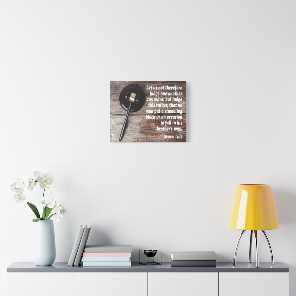 Scripture Canvas Not Judge One Another Romans 14:13 Christian Wall Art Bible Verse Print Ready to Hang