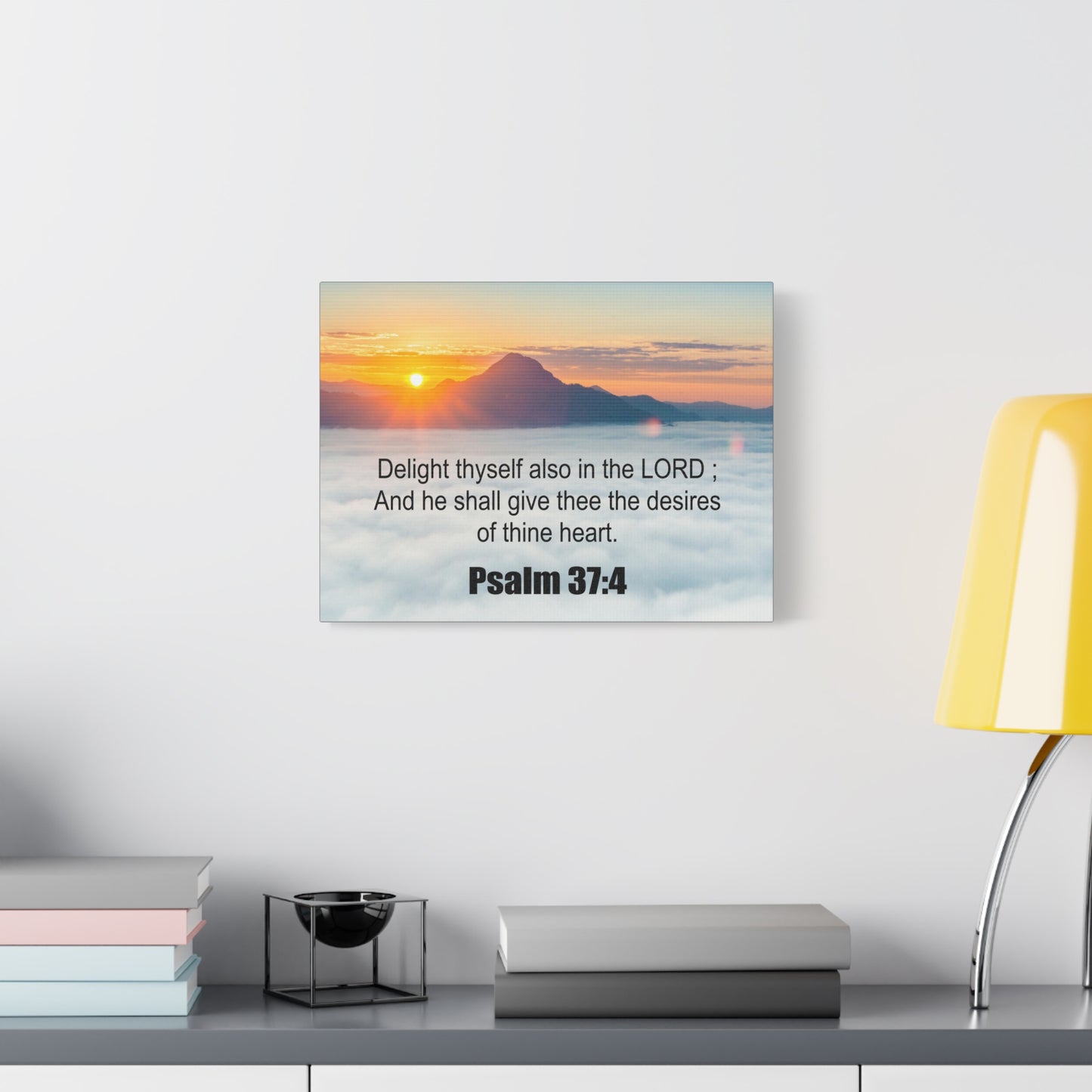 Scripture Canvas Delight Thyself Psalm 37:4 Christian Wall Art Bible Verse Print Ready to Hang