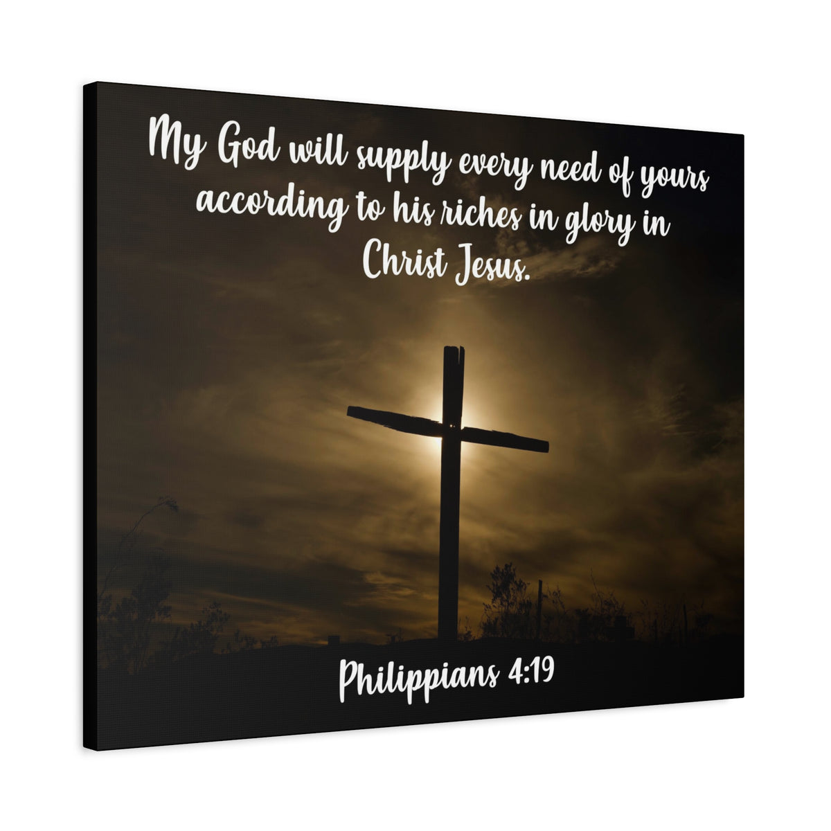 Scripture Canvas All Your Need Philippians 4:19 Christian Wall Art Bible Verse Print Ready to Hang