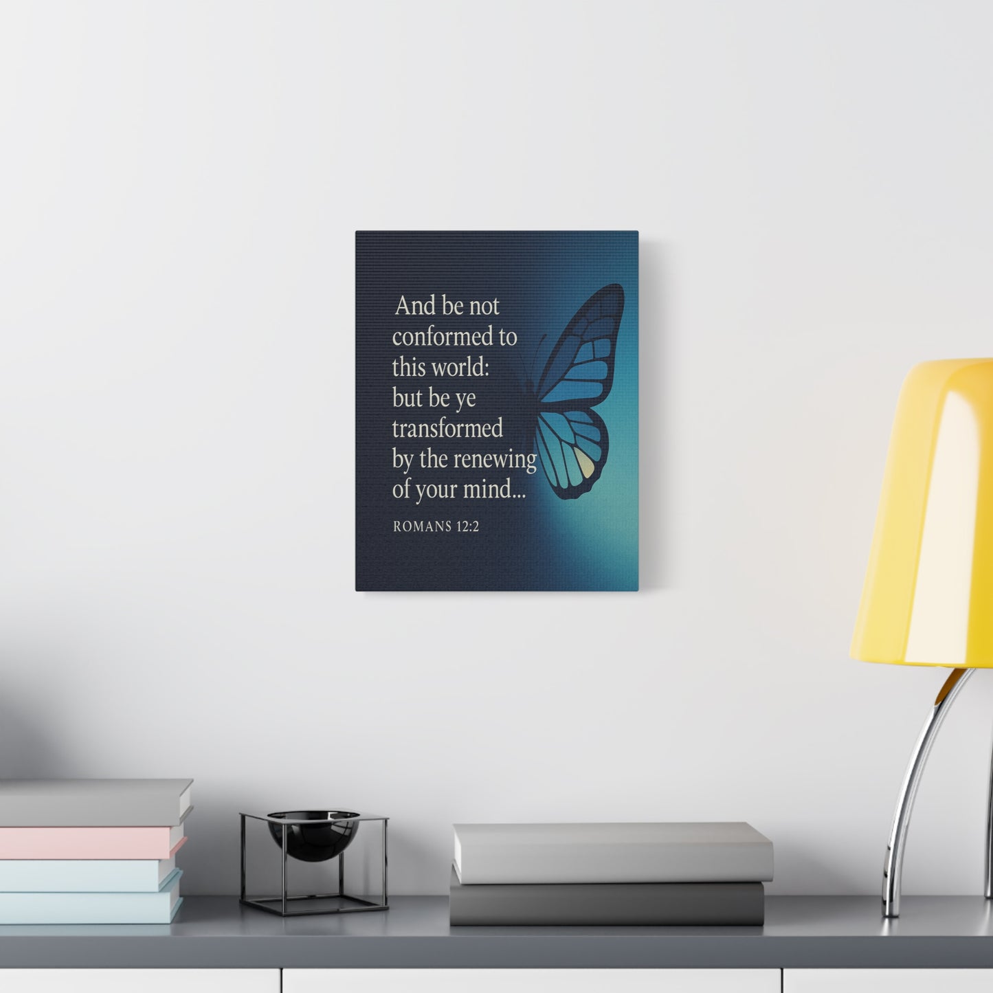 Bible Verse Canvas Romans 12:2 Christian Home Décor Wall Art Scripture Ready to Hang Faith Print