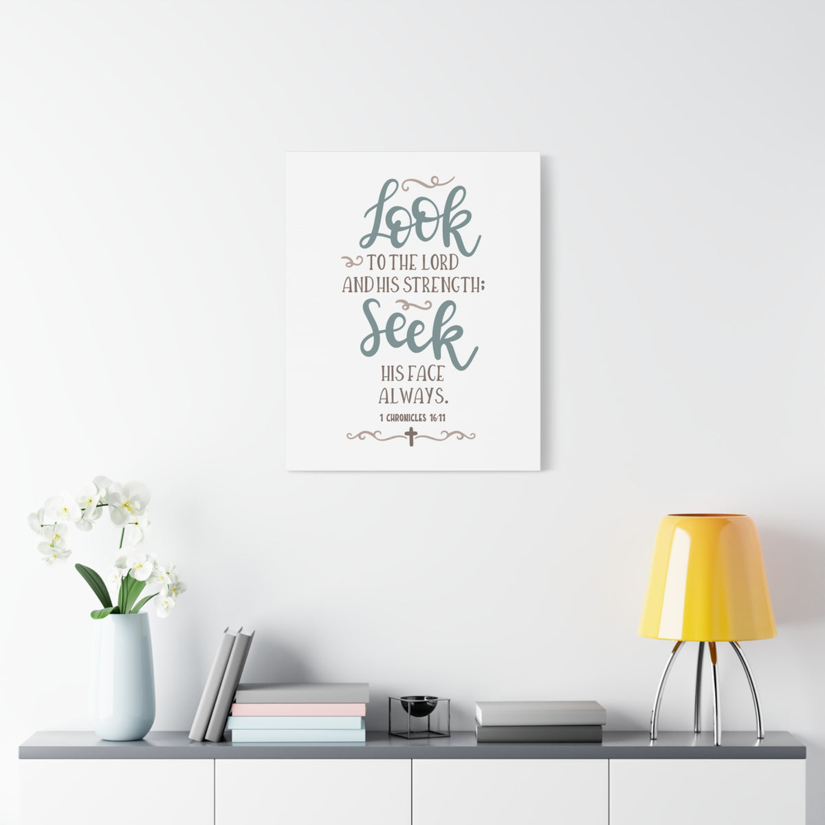Scripture Canvas Look To The Lord 1 Chronicles 16:11 Christian Wall Art Bible Verse Print Ready to Hang