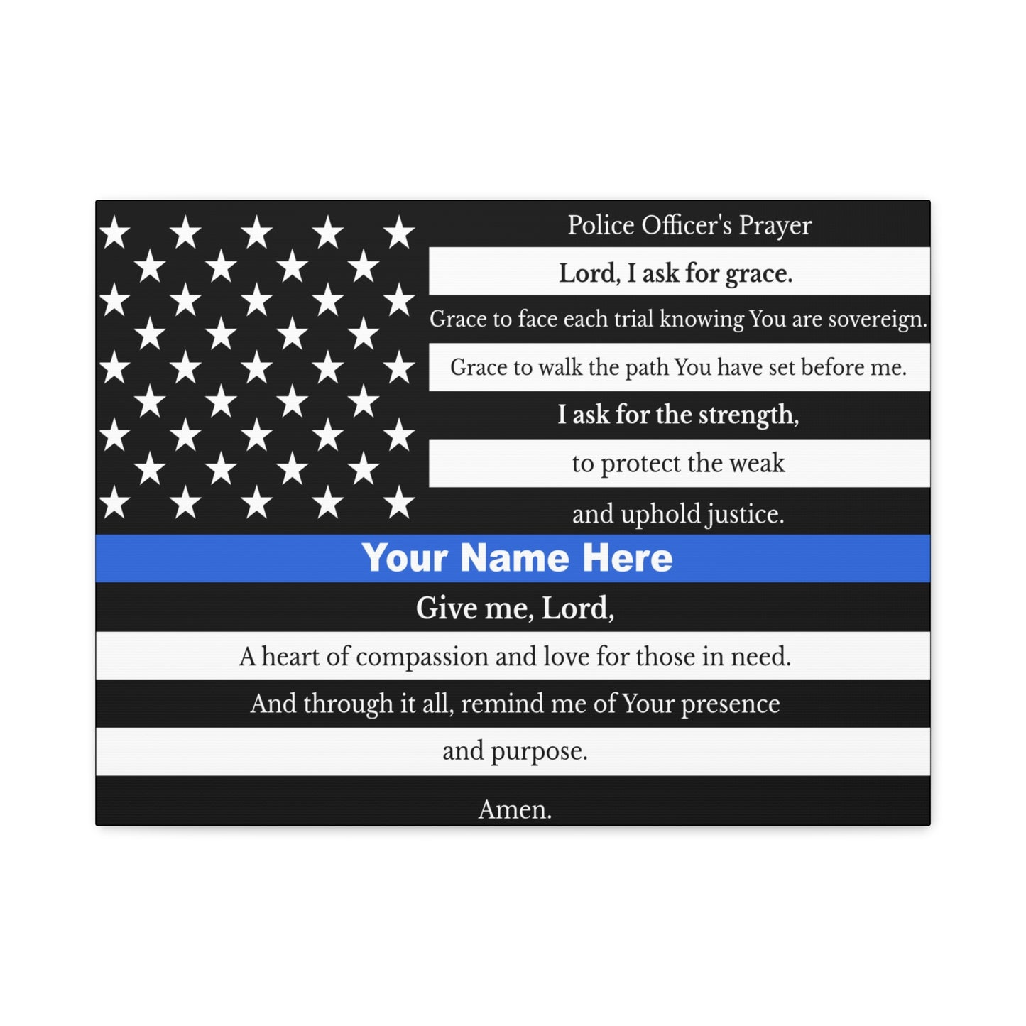 Personalized Police Prayer Bible Canvas Christian Wall Art Ready to Hang Unframed