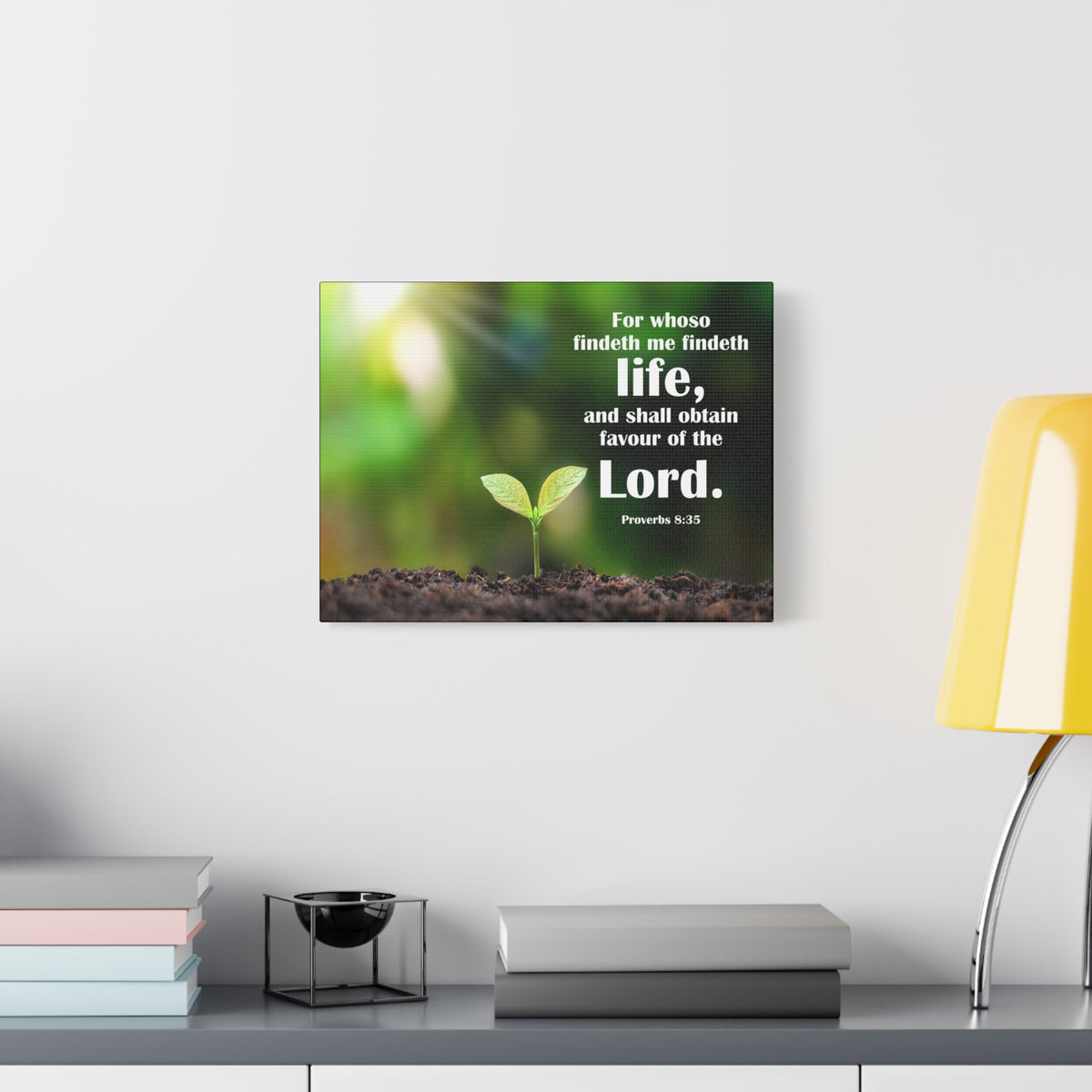 Scripture Canvas Favour of The Lord Proverbs 8:35 Christian Wall Art Bible Verse Print Ready to Hang