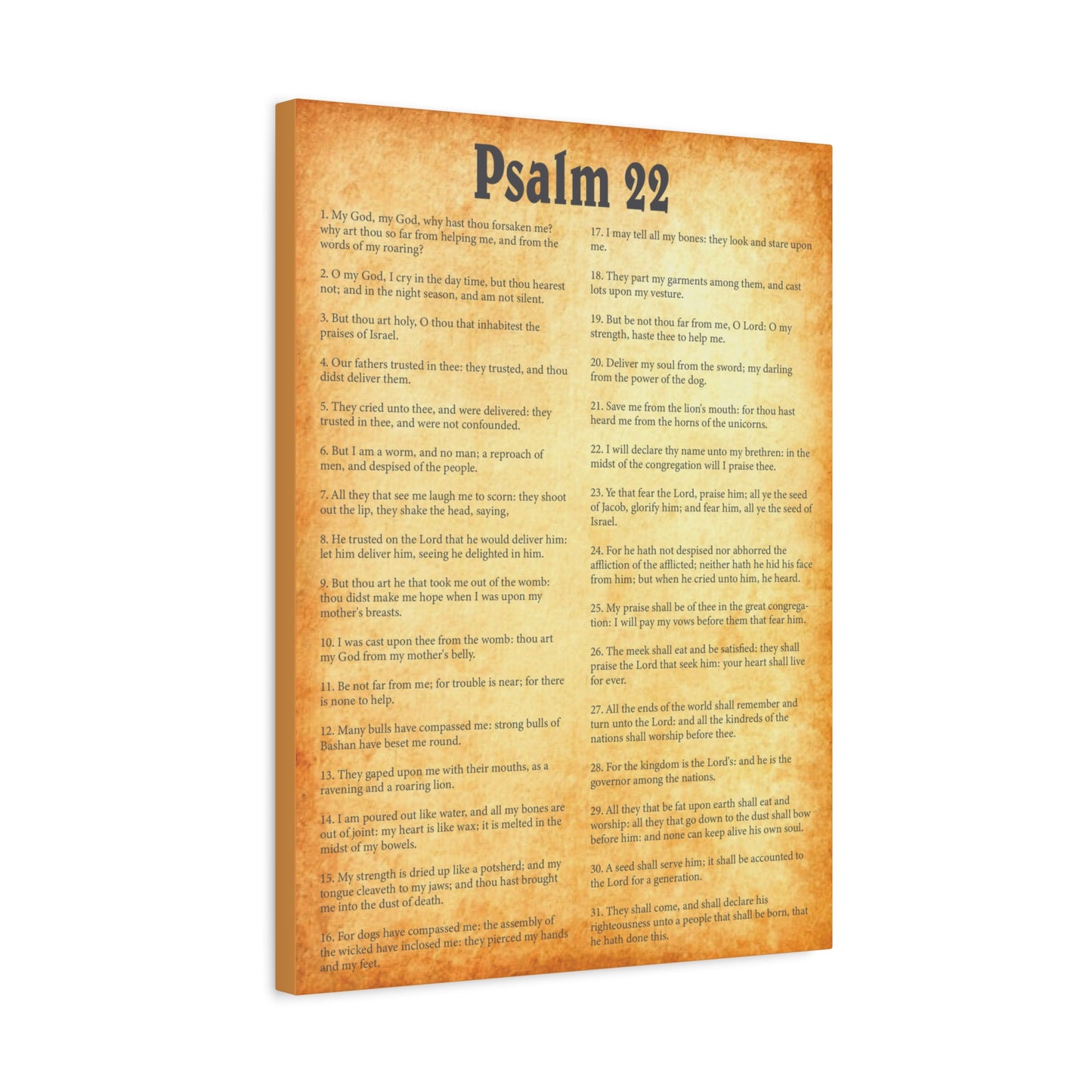 Scripture Walls Psalm 22 Gold Bible Chapter Canvas Christian Wall Art Ready to Hang